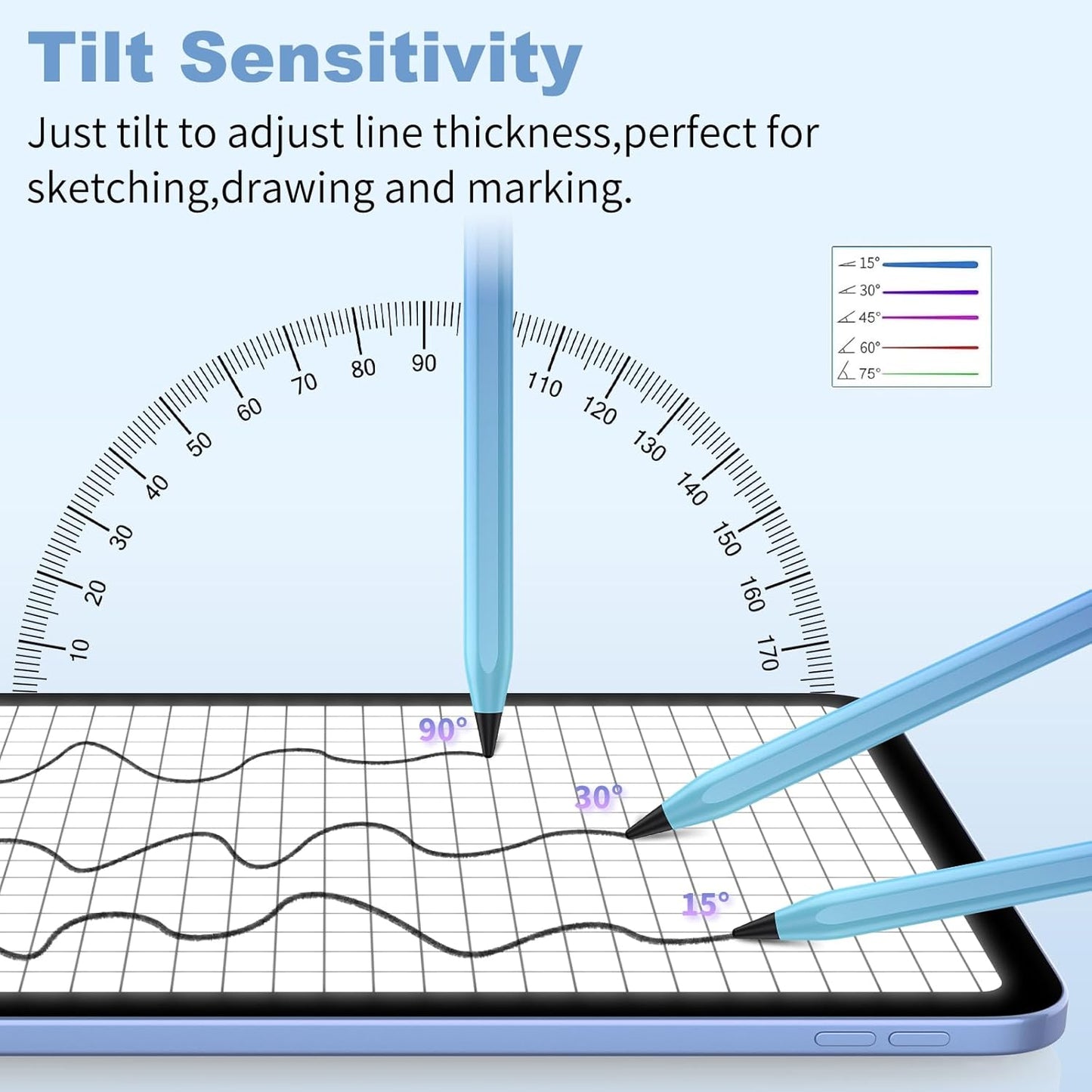 Stylus Pen for iOS&Android Touch Screens, Active Pencil for Samsung, Smart Digital Stylus Pens for Lenovo/Huawei/Vivo/Mi Tablets, iPhone/Google Pixel Smart Phones Drawing&Writing (Gradient Blue)