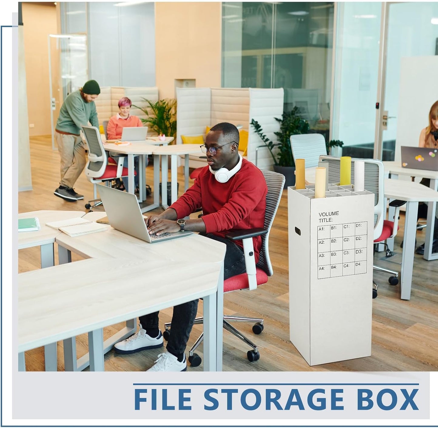 PerKoop 2 Pack Blueprint Holder Storage Organizer for Storing Poster Anchor Charts 32 Slots 37 x 14.2 x 14.2 Inch Blueprint Roll File Holder for Architectural Map School Office Home Items