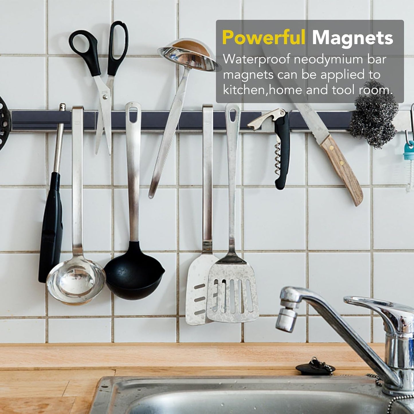 LOVIMAG Strong Neodymium Bar Magnets - Waterproof Rare Earth Magnets with Epoxy Coating and Double Sided Adhesive for Fridge, Tool Room, Locker, Kitchen - Pack of 12