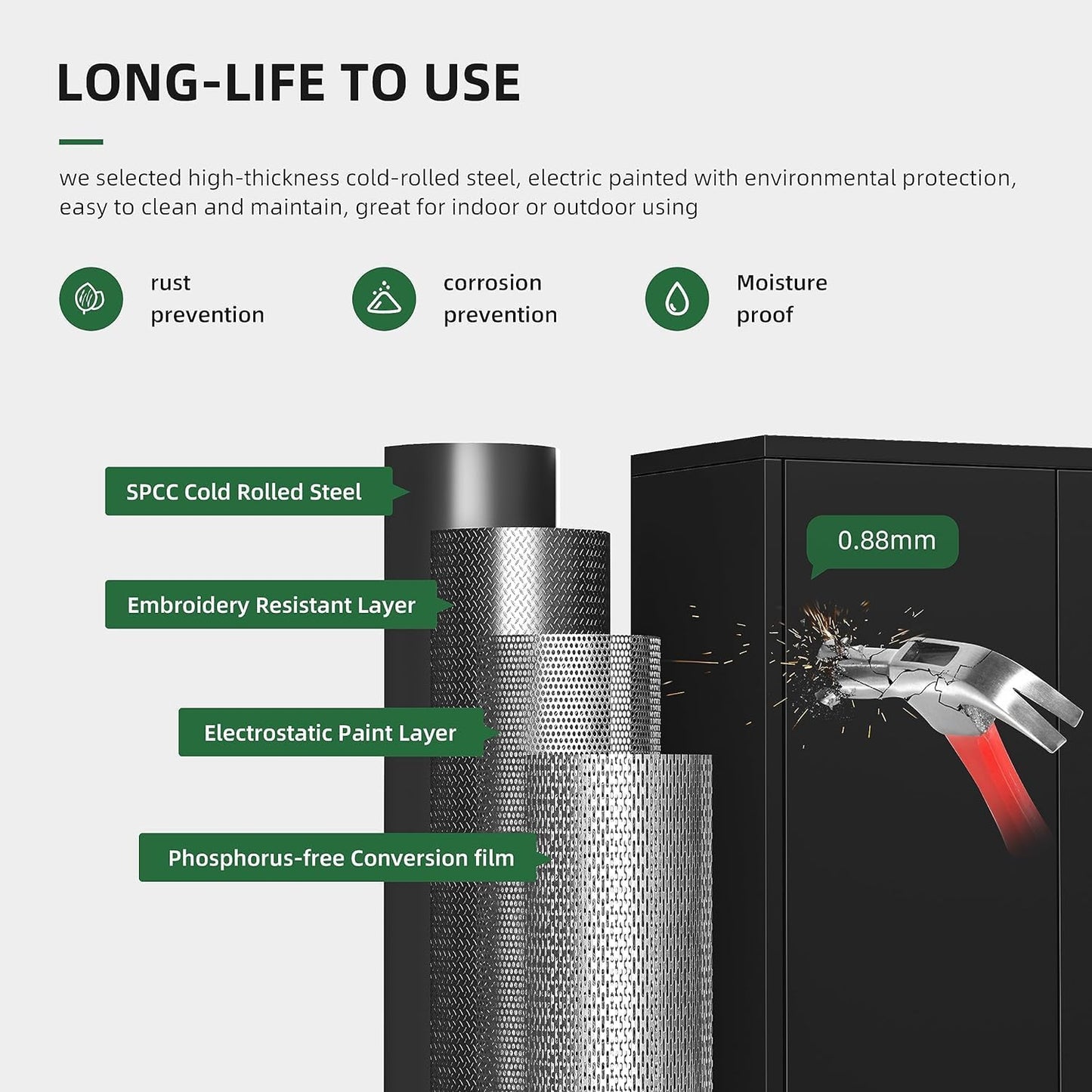 Greenvelly Storage Cabinet with Pegboard,72" Black Garage Steel Locking Cabinet with Doors and 4 Adjustable Shelves,Metal Garage Cabinet for Home Office,Pantry,School(36" Wx18 D)