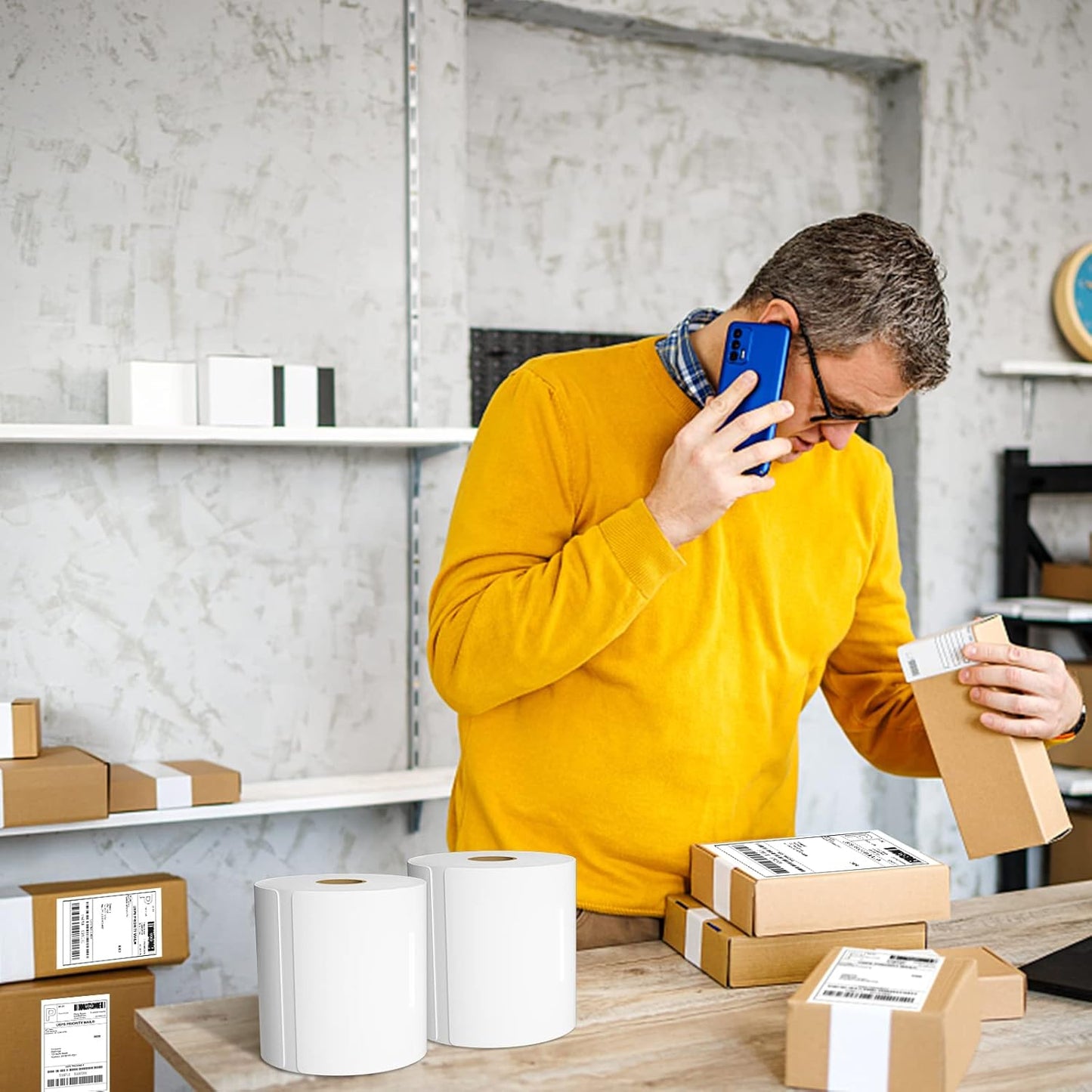 MFLABEL® 12 Rolls of 450 Labels 4x6 Direct Thermal Shipping Labels for Zebra 2844 ZP-450 ZP-500 ZP-505