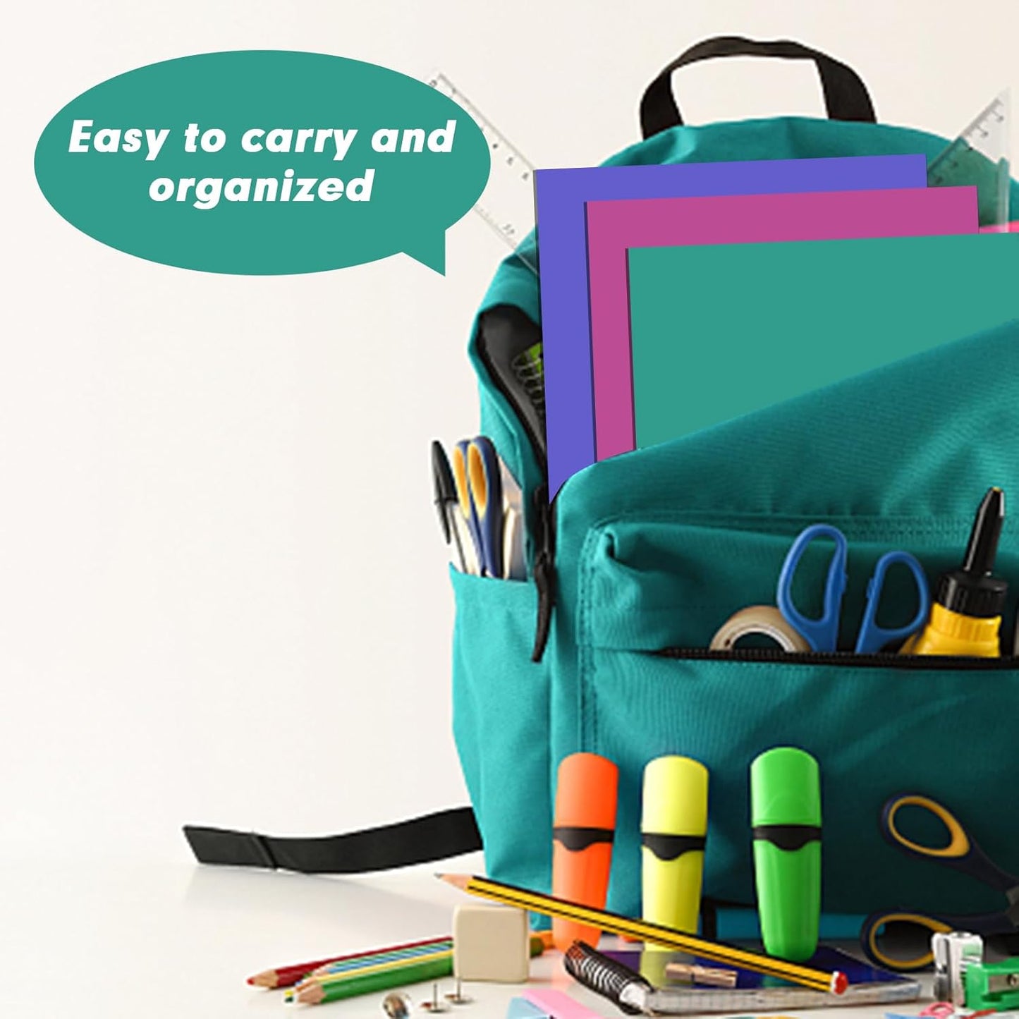 Two Pocket Folders, RAZCC 50 Pack 2 Pocket Folders Fit Letter Size Paper, Paper Folders with Pockets for School Office Business Home, Assorted 5 Colors