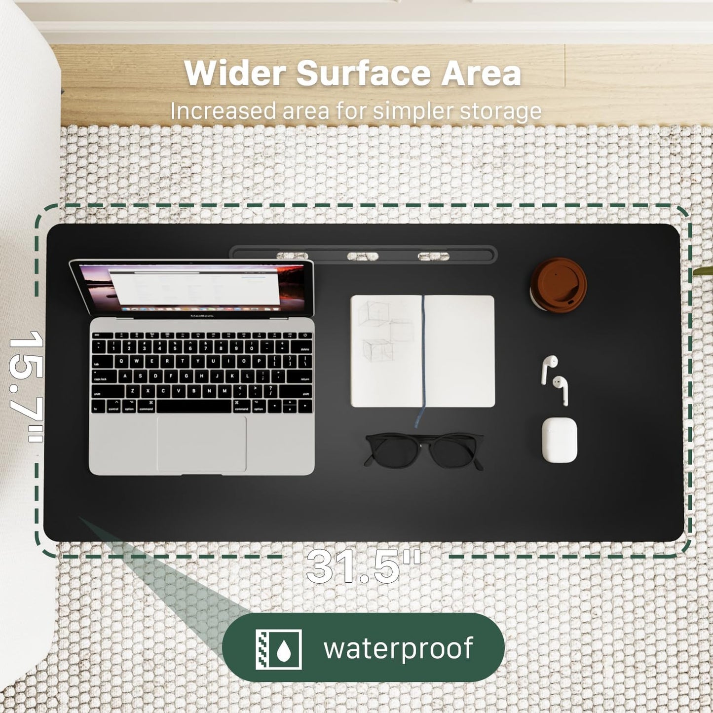 Mobile Standing Desk, Pneumatic Adjustable Rolling Desk(31.5 Inches), Portable Laptop Desk with Wheels, Overbed Bedside Table Laptop Table for Couch, Home, Office, Black