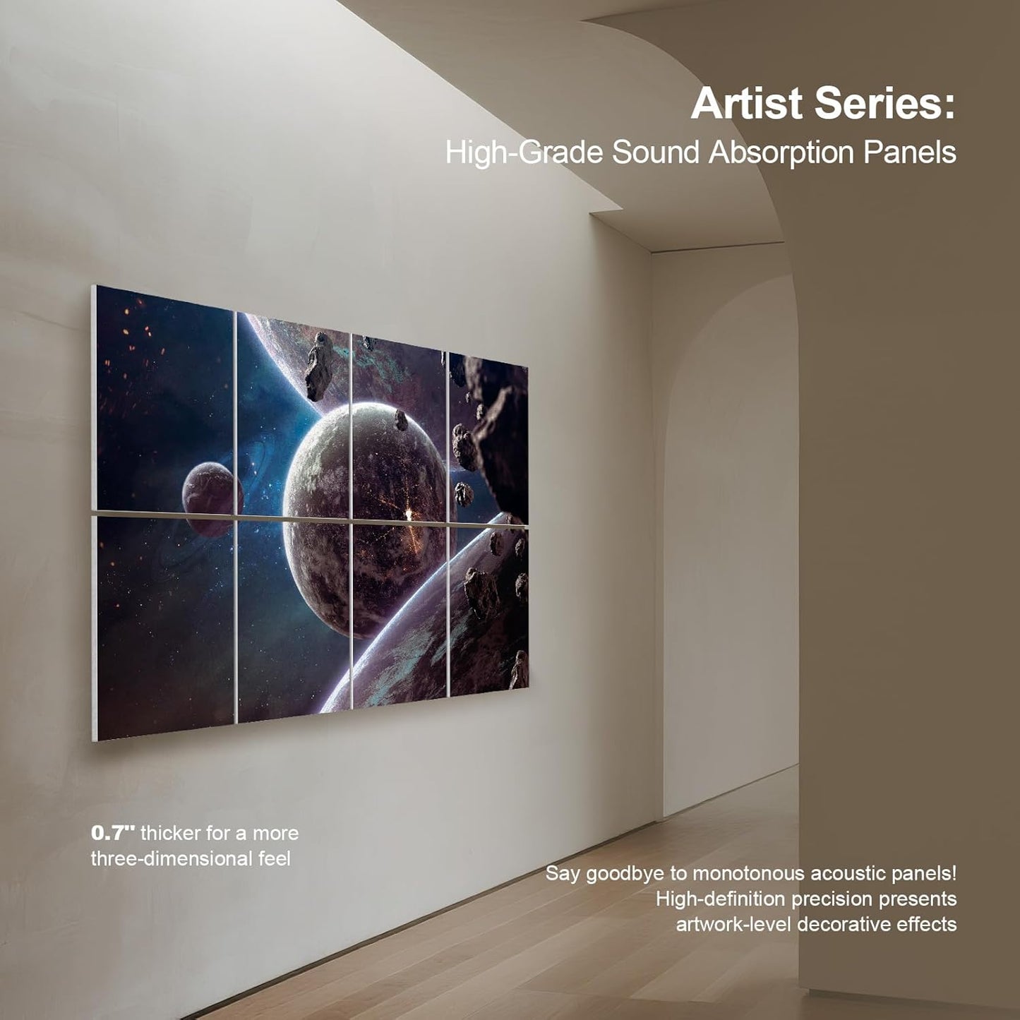 UMIACOUSTICS 8 Pcs 0.7Inch Thick Art Acoustic Panels, Total 47.2” x 31.5” Decorative Acoustical Wall Panels, Sound Absorbing Art Panels for Home, Office, Hotel, Recording Studio, Supernova