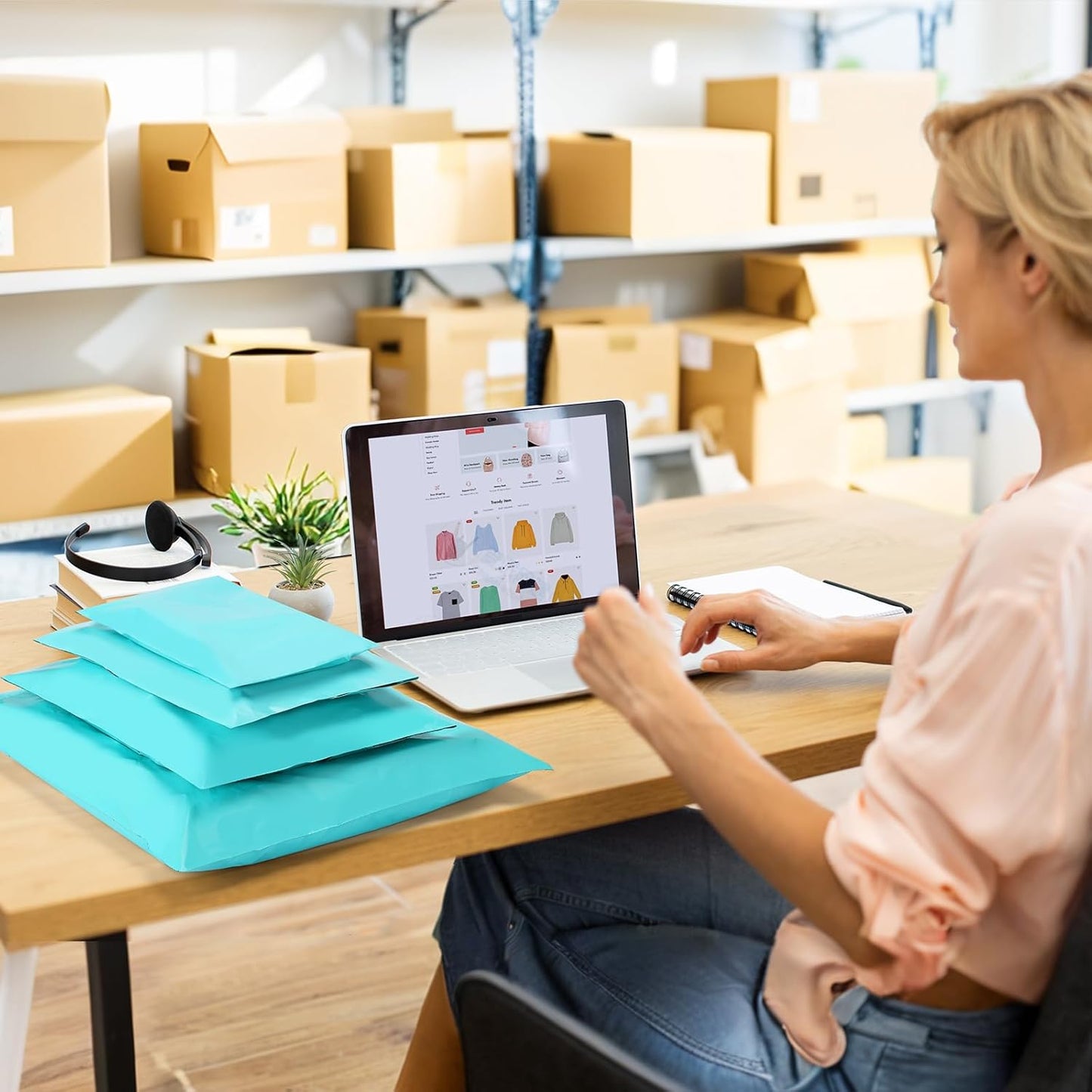 UCGOU 60 Pack Teal Poly Mailers Variety Size Pack, 6x9 Inch & 9x12 Inch & 10x13 Inch & 12x15.5 Inch & 14.5x19 Inch, 12 PCS Each Bag, Self-sealing Adhesive Mailers Assorted Sizes for Small Business