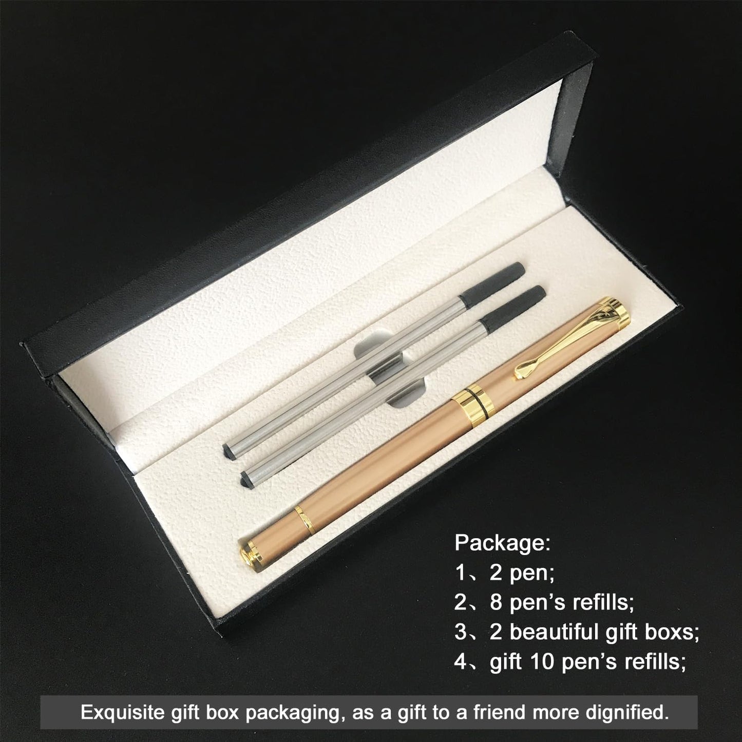 YIVONKA Luxury Ballpoint Pens Best Ball Pen Gift Set for Men & Women Professional Executive Office Nice BallPens Classy Gift Box Ballpoint Black Refill Line width 0.5mm (2 rosegold)