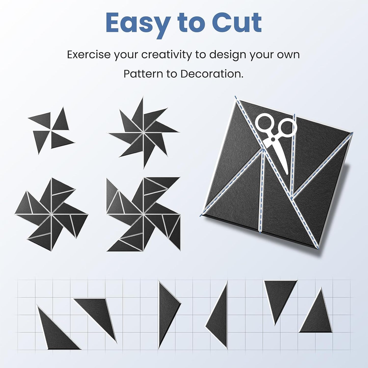 12 pack Acoustic Panels With Self-Adhesive, 12"X 12"X 0.4"Sound Proof Foam Panels, Sound Panels High Density, Soundproof Wall Panels for Home Studio Office- WhiteBase + BlackFace V1