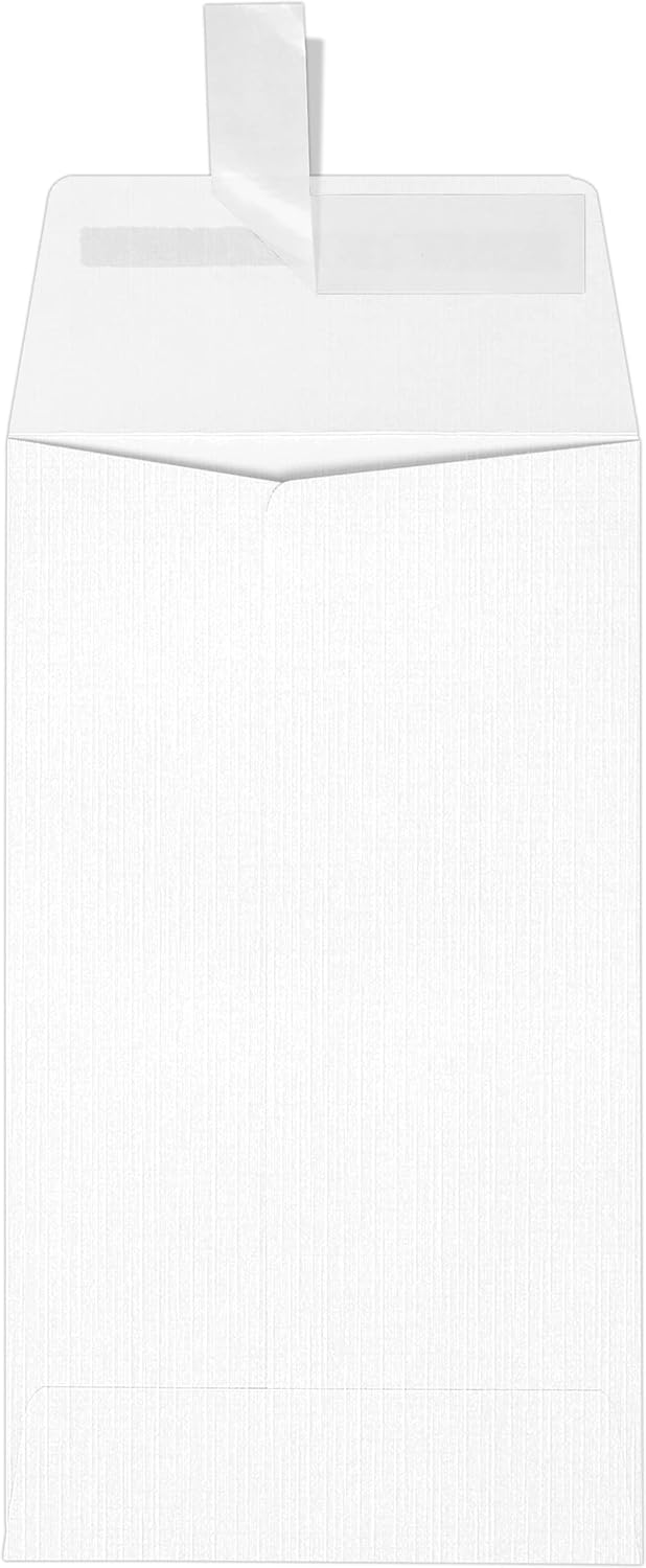 LUXPaper #5 1/2 Coin Envelopes | Peel & Press | 3 1/8" x 5 1/2" | White Linen | 80lb. Text | 250 Qty
