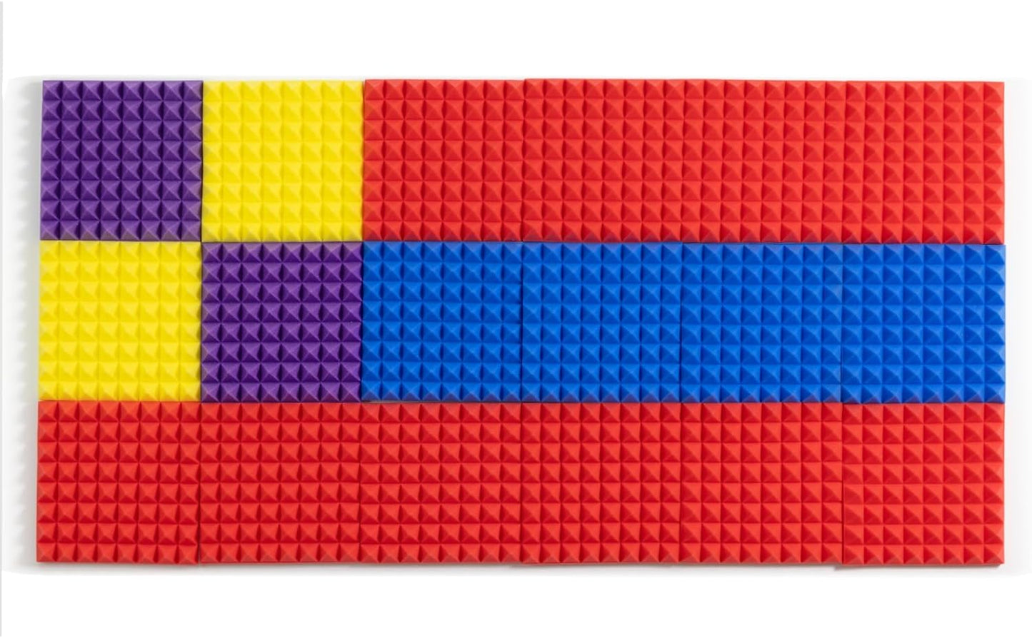 Sonicism Acoustic Panels Self-Adhesive Pyramid 12 Pack,12" X 12" X 2" Sound Proof Foam Panels for walls,35kg/m³High Density Soundproof Wall Panels Fast Expand,Sound Absorption&Decoration(Black/Yellow)