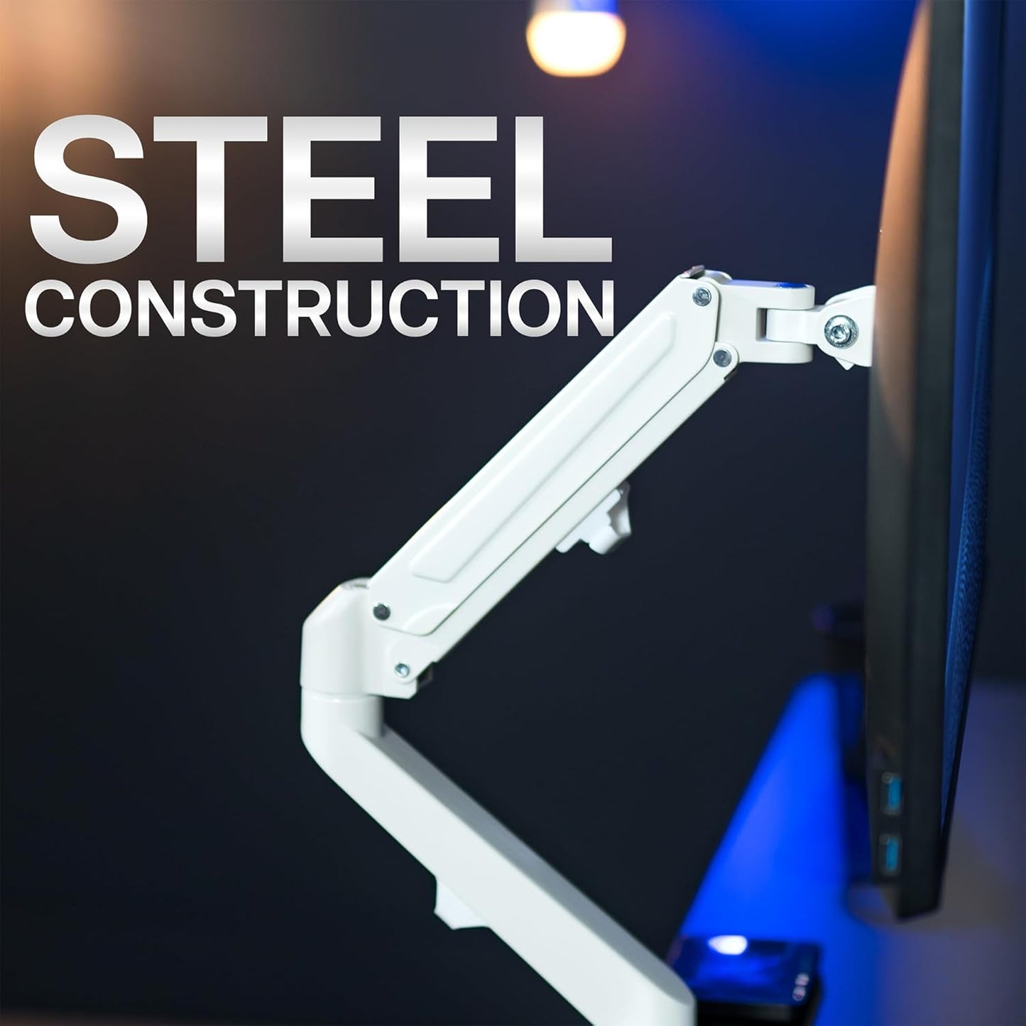 VIVO Heavy Duty Single Monitor Tension Arm for up to 27 inch Screens, Holds 14.3 lbs, Premium Desk Mount Stand, White, STAND-V101OW