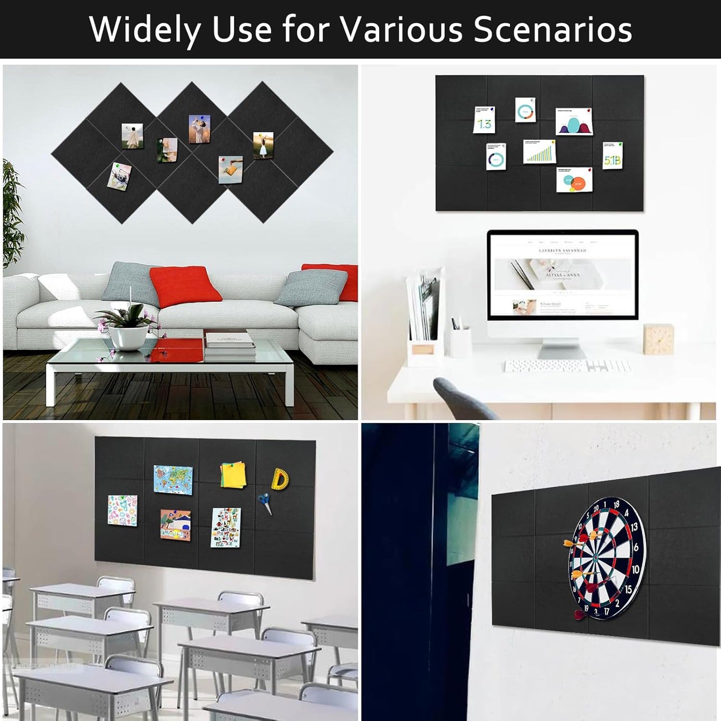 Large Acoustic Panels, 48"X36"X0.4" Sound Proof Foam Panels for Walls, Sound proof panels for walls, Soundproof Wall Panels for Home Studio&Office Decor. (Black)