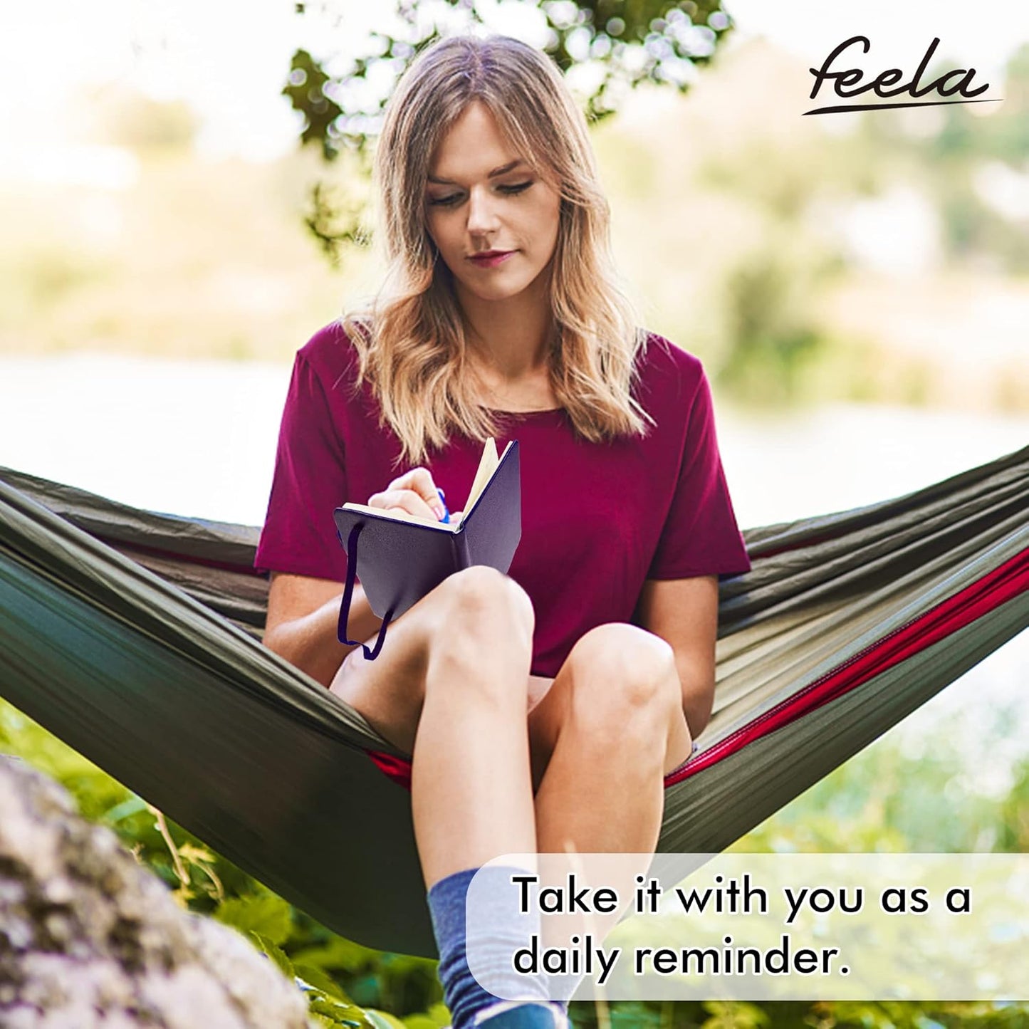 feela 3 Pack Pocket Notebook Journals, Mini Cute Small Journal Notebook Bulk Hardcover College Ruled Notepad with Pen Holder for Office School Supplies, with 3 Black Pens, 3.5”x 5.5”, A6, Purple