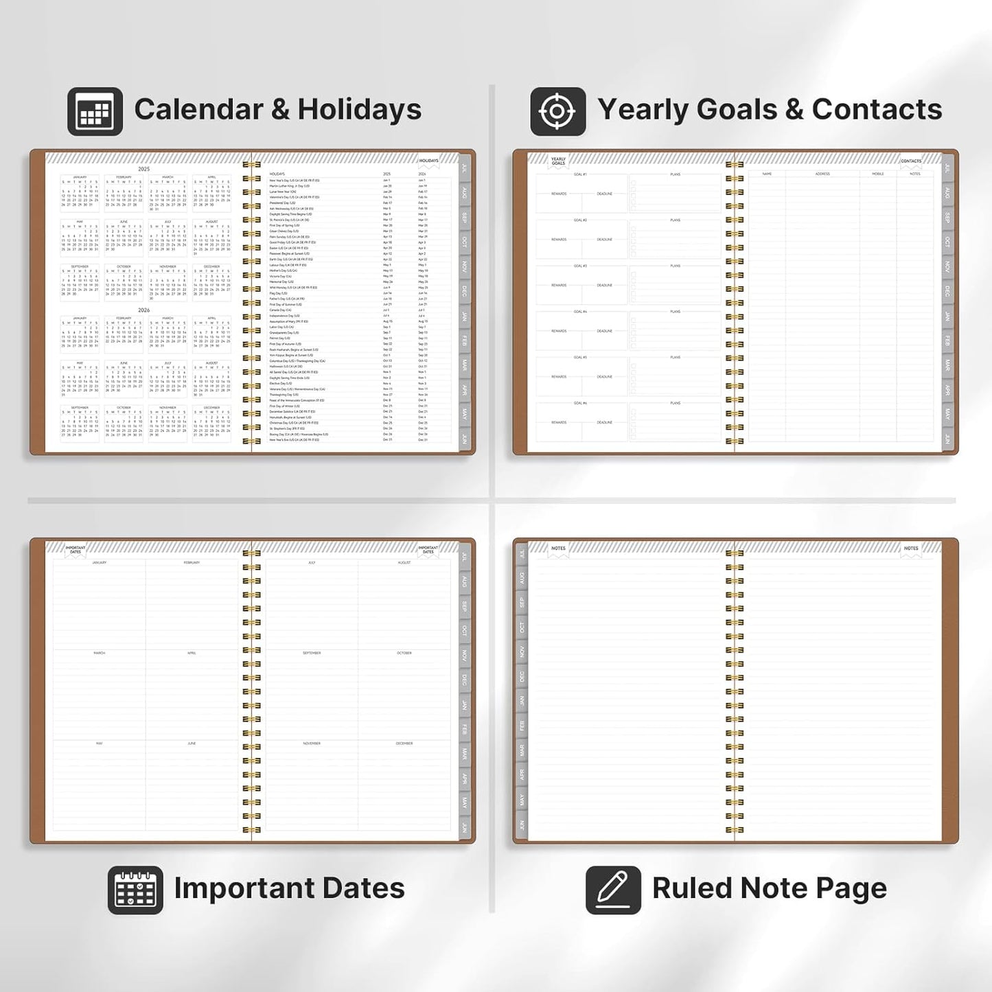 GETINK Appointment Book 2025-2026 Weekly Daily Hourly Planner 8.5"x11" Spiral Bound, Jul. 2025 - Jun. 2026, Laredule Appointment Planner 2025 with 15-Minute Increments, Flexible Cover, Purple