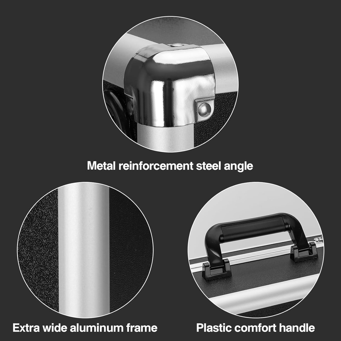 Combination Lock Box - Locking Storage Case with Customizable Foam, 14.2" Portable Lockable Case for Personal Items, Valuables, Documents, Briefcase for Jewelry, Cash, Medications, Black