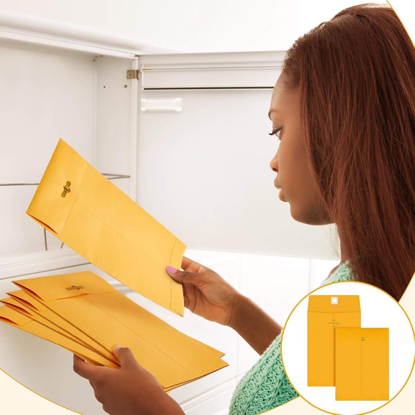 Geyee 50 Pcs 6 x 9 Inch Mixed Colors Manilla Clasp Envelopes Letter Size Mailing Envelopes with Clasp Closure for Filing Storing Documents Office Home Business School