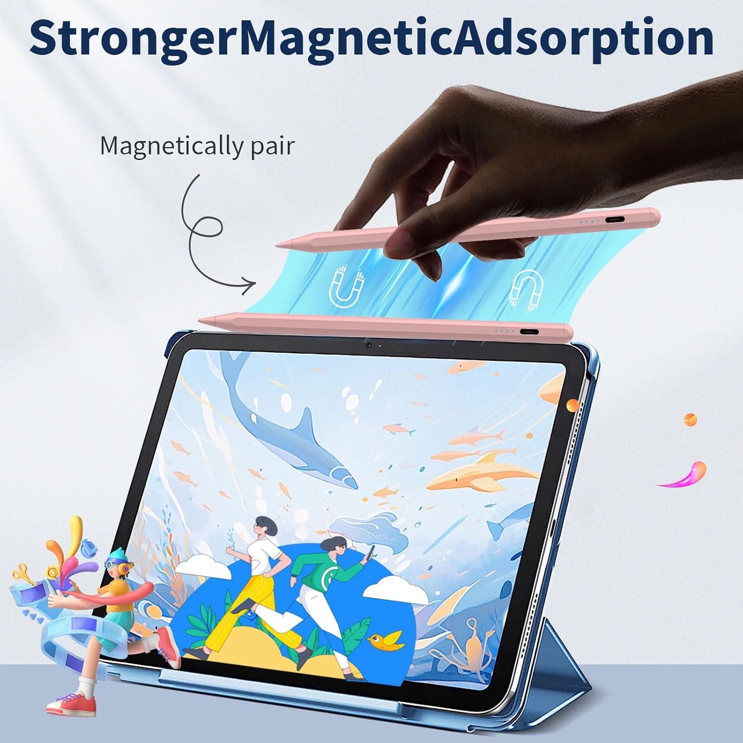 Stylus Pen for iPad,(2018-2025) Fast Charge with Tilt Sensitivity & Palm Rejection iPad Pro 11"/12.9", iPad mini 5/6, iPad Air 3/4/5, 6/7/8/9/10 (PK)