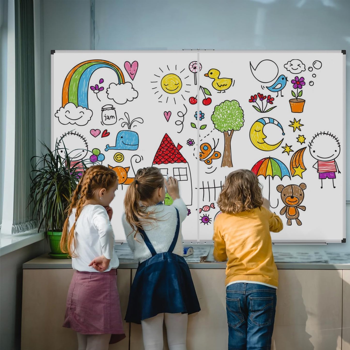 XBoard Magnetic Whiteboard 72 x 48 Inch | Giant Foldable Dry Erase White Board for Wall with Marker Tray 6' x 4' | Extra Large Aluminum Frame Folding Message Presentation Board