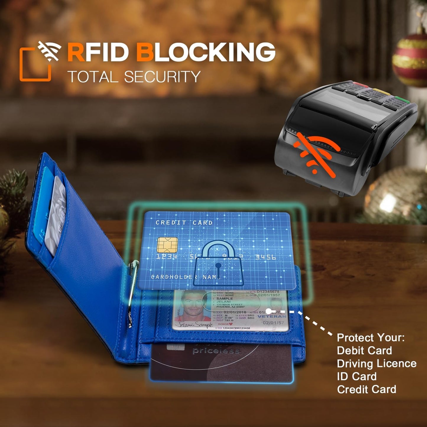 Slim Wallet for Men Genuine Leather RFID Blocking Bifold Minimalist Front Pocket Mens Wallet with Money Clip Thin Gift Box