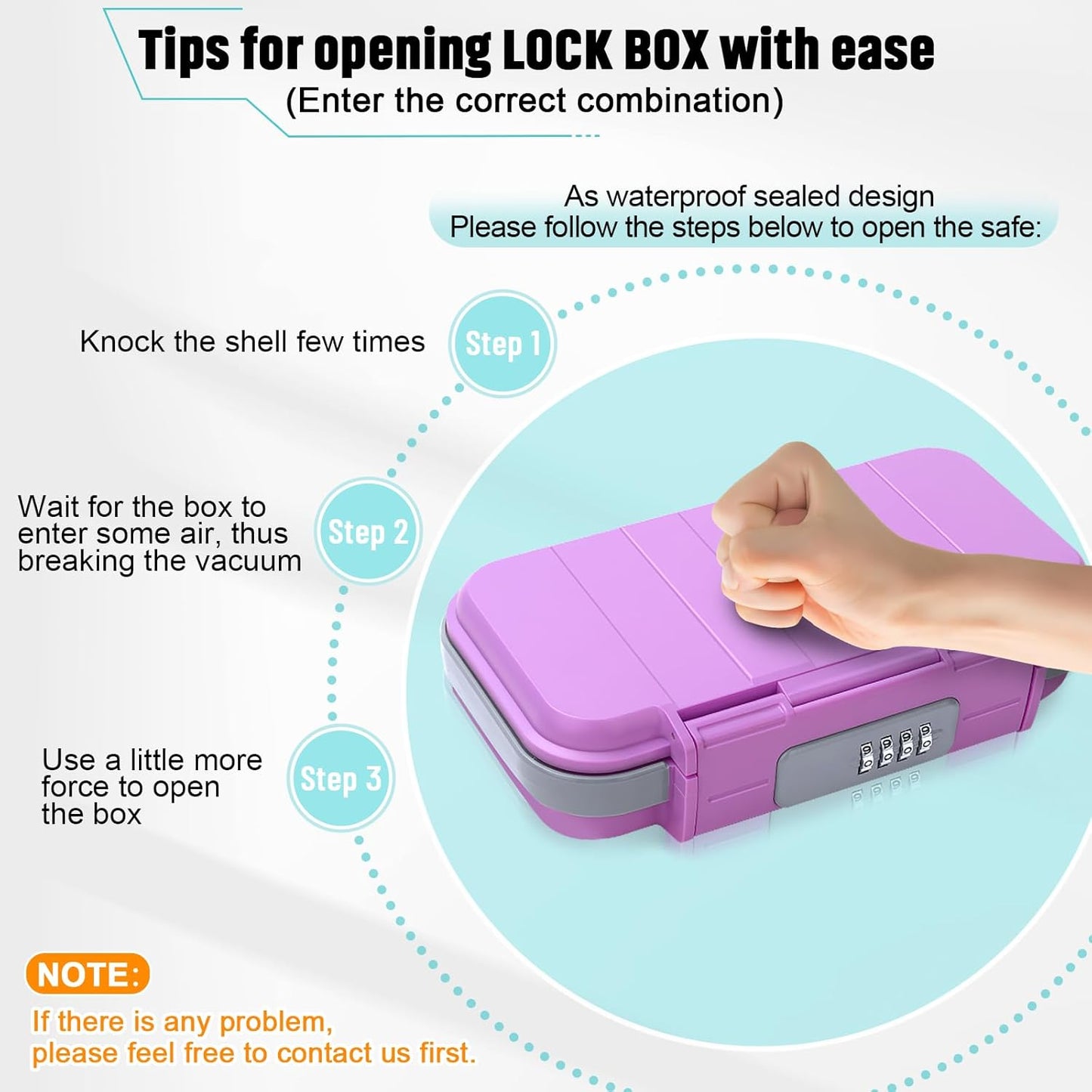 BKNOOU Portable Safe with Removable Chain, Anti-Theft Beach Safe Box, Waterproof Combination Lock Box for Travel, Dorm, Beach, Hotel, Car, Home, Office