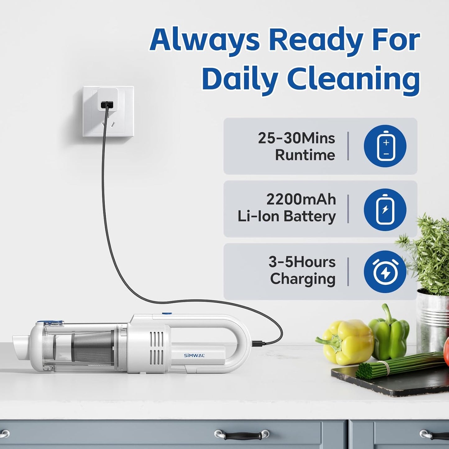 Handheld Car Vacuum Cleaner Cordless: 9500PA Powerful Suction Portable Lightweight Hand Held Vacuum - Large Capacity Battery Last Long Wireless Mini Vacuum With LED Light For Home Office Cleaning