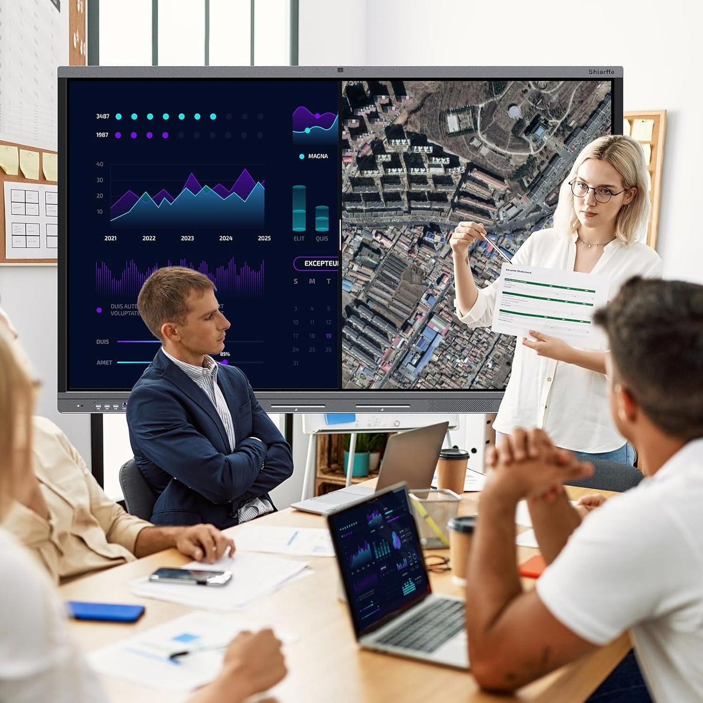 Shiarffe X5 Smart Board 75" 4K Interactive Whiteboard Google EDLA-Certified for Classroom Office Homeschool, OTA Software Updates 8GB RAM + 128GB Storage, Octa-Core Android 14 OS