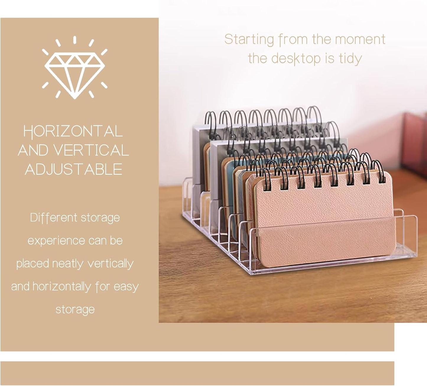 LUOKER Acrylic Mail Organizer - 2 Pcs CD Holder With 7 Compartments, 7 x 5 x 1.57 Transparent Countertop Envelope Organizer for Office, Home Desk