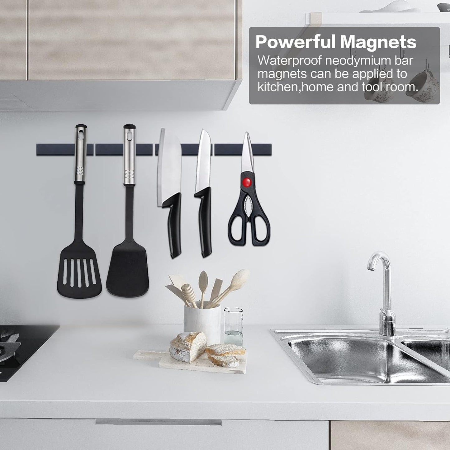 LOVIMAG Rare Earth Bar Magnets, Waterproof Strong Neodymium Magnets with Epoxy Coating and Double- Sided Adhesive for Fridge, Scientific, Shower Door, Office Etc, 60 x 10 x 3 mm, Pack of 12