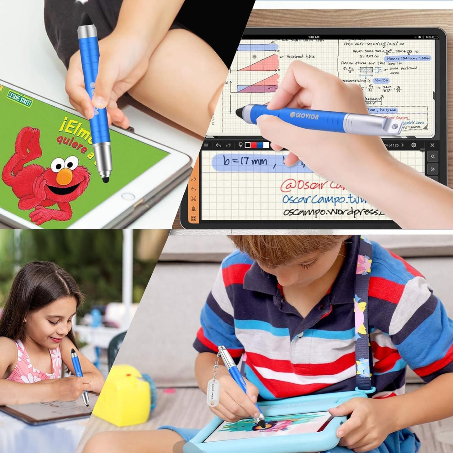 Stylus Pen for iPhone, Capacitive Stylus Pencil with Magnetic Cap 2 in 1 Kids Touch Screens Stylist Pens Compatible with Kindle Fire Android Kids Edition Tablet Ipad - Blue