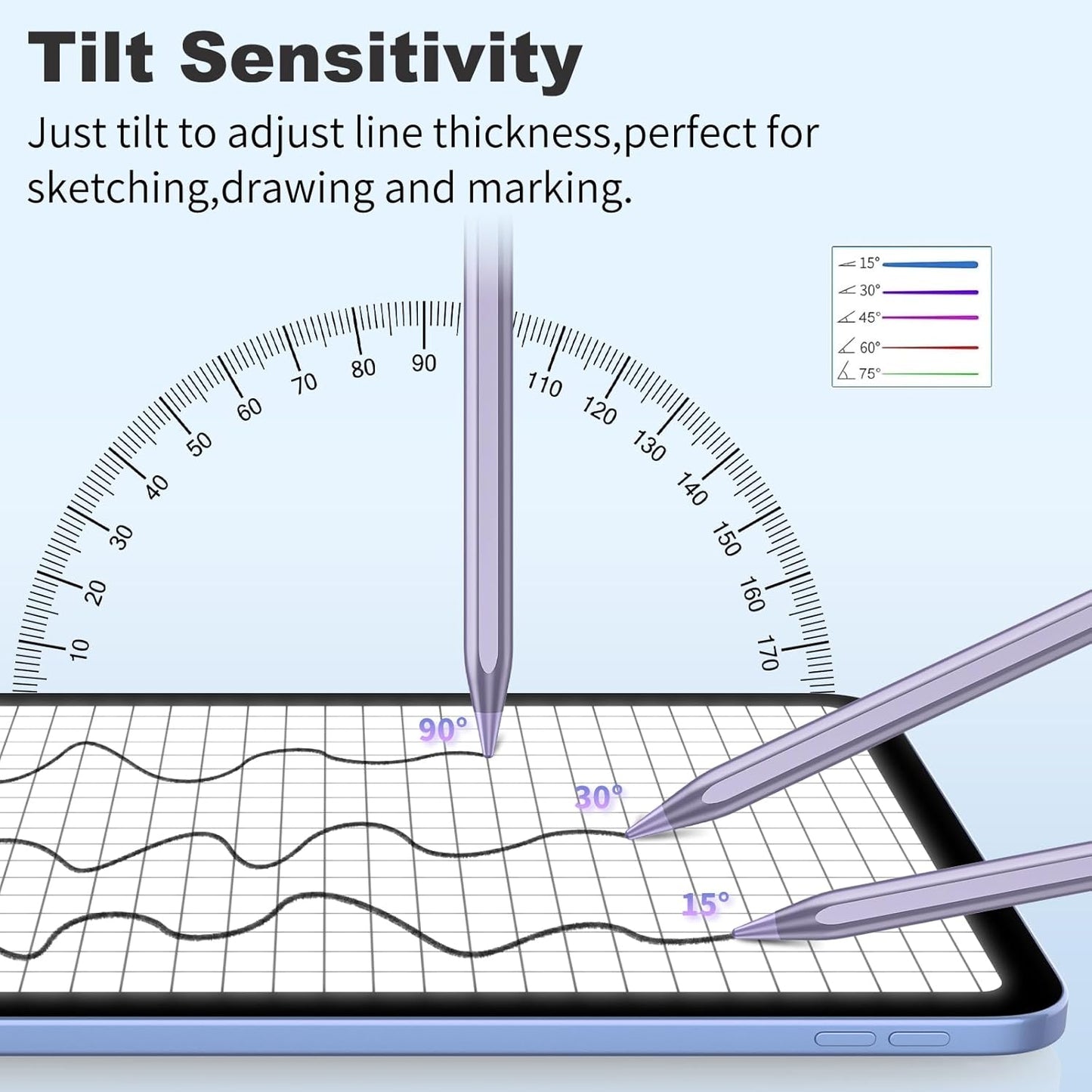 Stylus Pen for iOS&Android Touch Screens, Active Pencil for Samsung, Smart Digital Stylus Pens for Lenovo/Huawei/Vivo/Mi and Other Tablets, iPhone/Google Pixel Smart Phones Drawing&Writing (Purple)