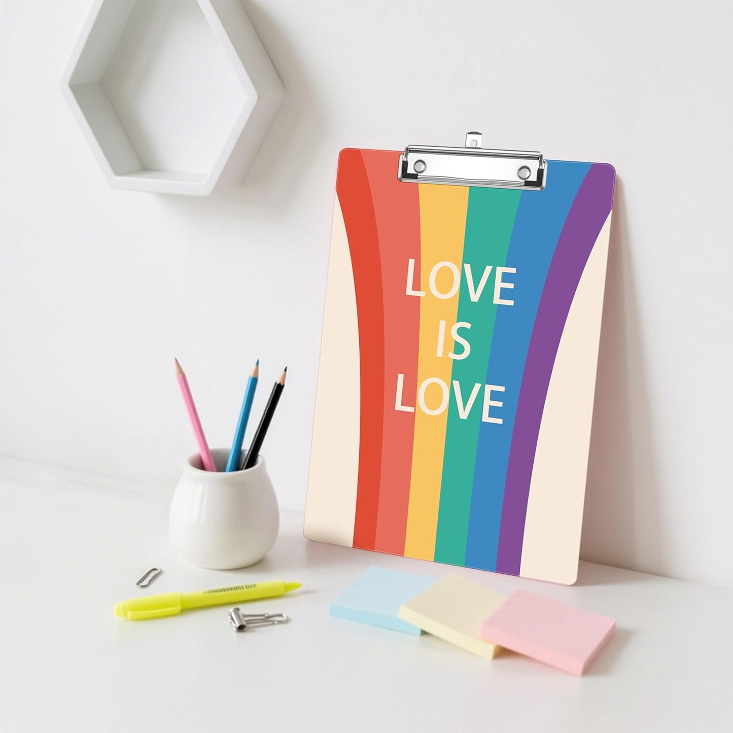 Rainbow Autism Plastic Clipboards,Decorative Plastic Acrylic Clipboard for Teacher Social Worker Students Office Supplies 8 * 12