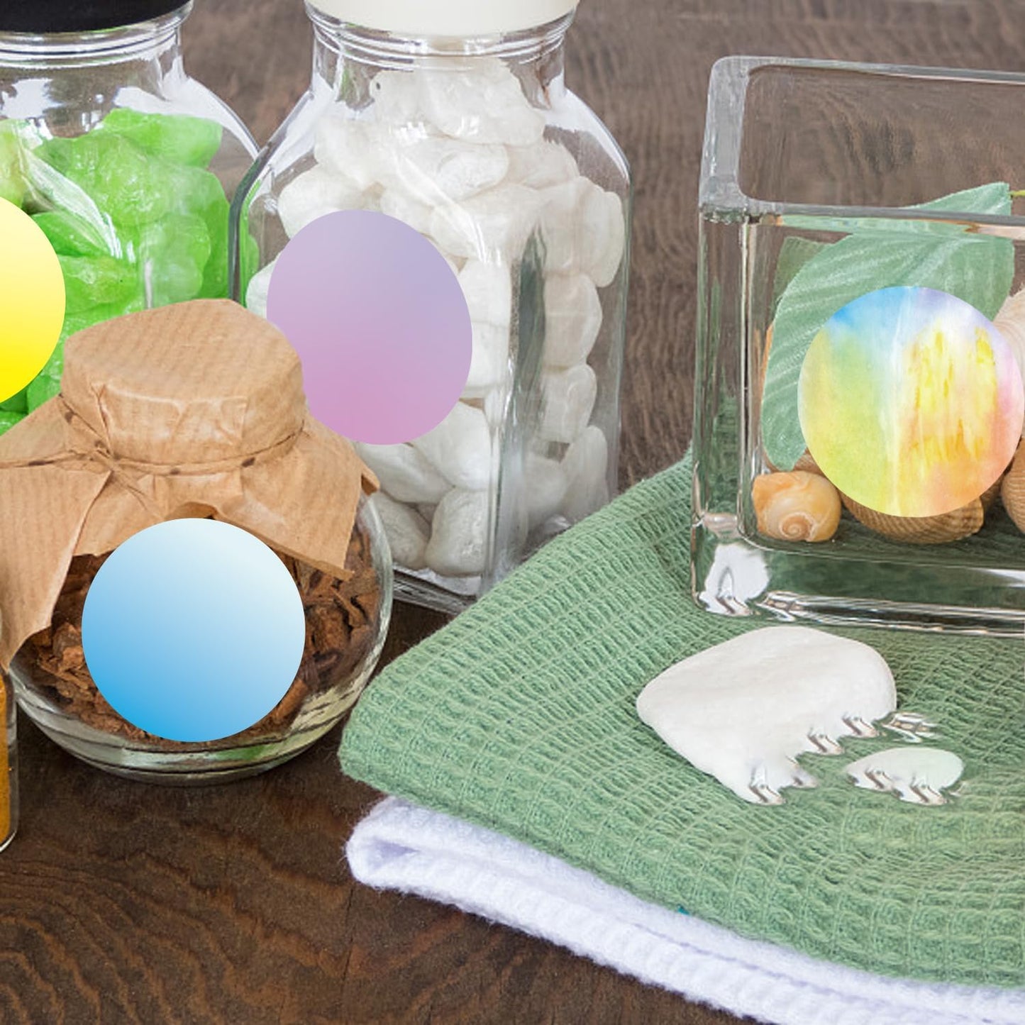 1.5 Inch White Round Thermal Sticker Labels, Self-Adhesive Circle Direct Thermal Labels, Multi-Purpose Roll Sticker Labels for DIY Logo Design with Perforation Line( 500 Labels,1 Roll)