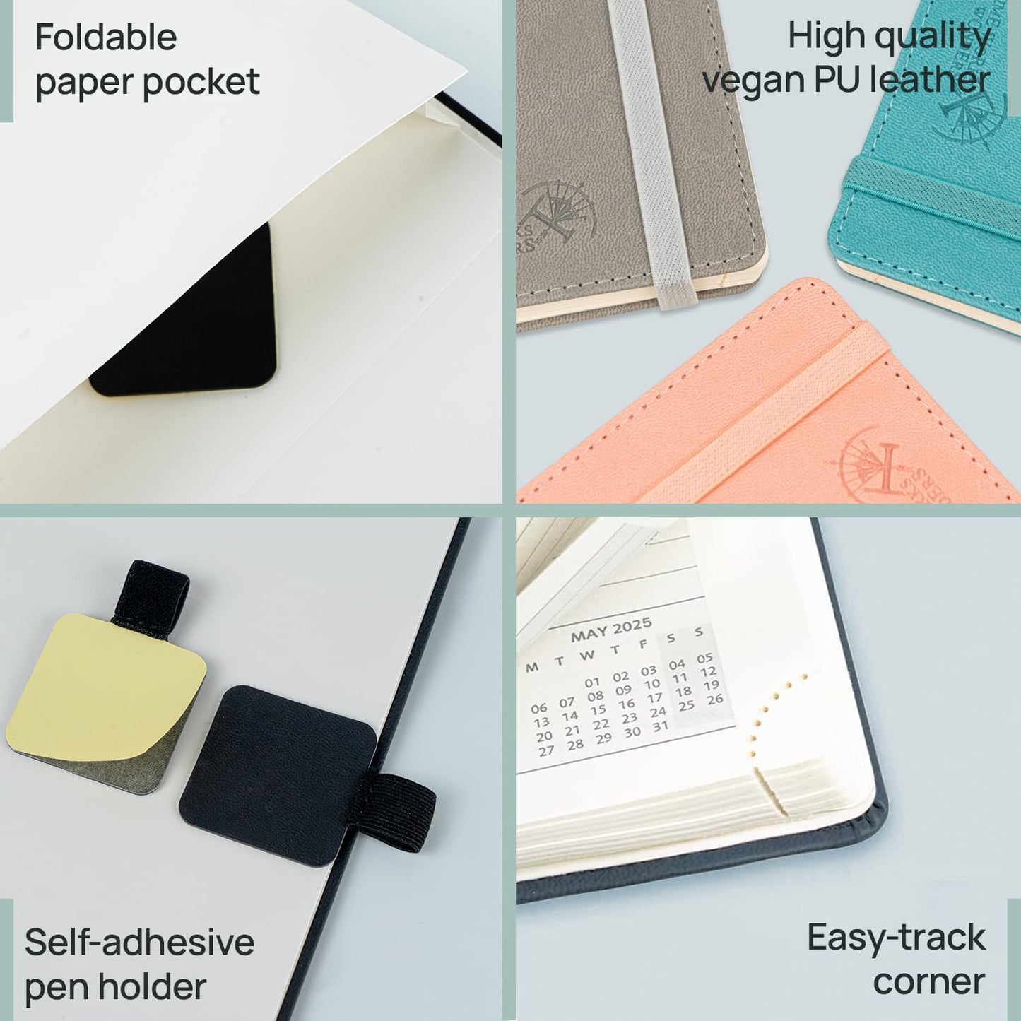 POPRUN Monthly Planner 2025-2026 (Medium- 6.5'' x 8.5'' Soft Cover), 18-Month Calendar Book (Jul.2025-Dec.2026), Calendar Planner with Monthly Tabs & Pocket, 100 GSM Paper - Brown