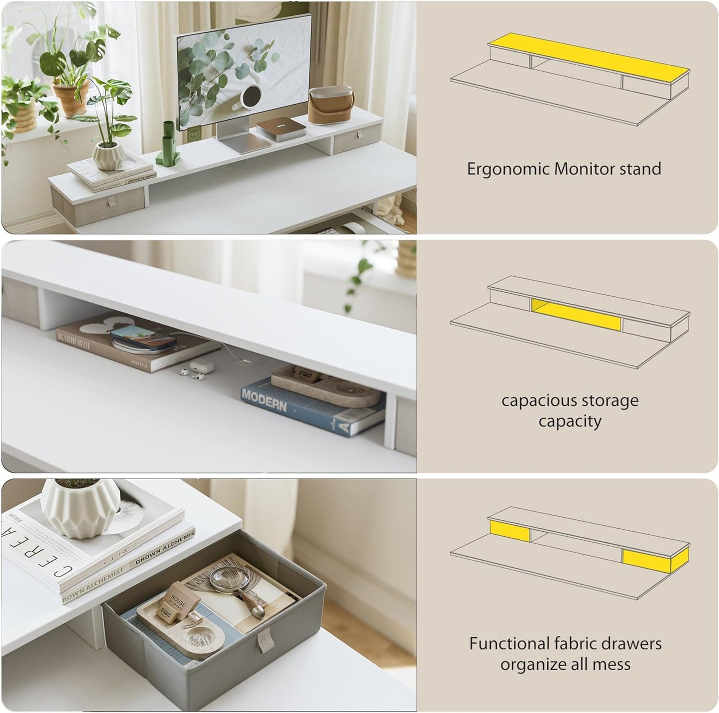 Agilestic 53 x 24 Inches Height Adjustable Electric Standing Desk with 2 Drawers, Stand Up Electric Desk Adjustable Height, Sit Stand Computer Gaming Table with Splice Board, White
