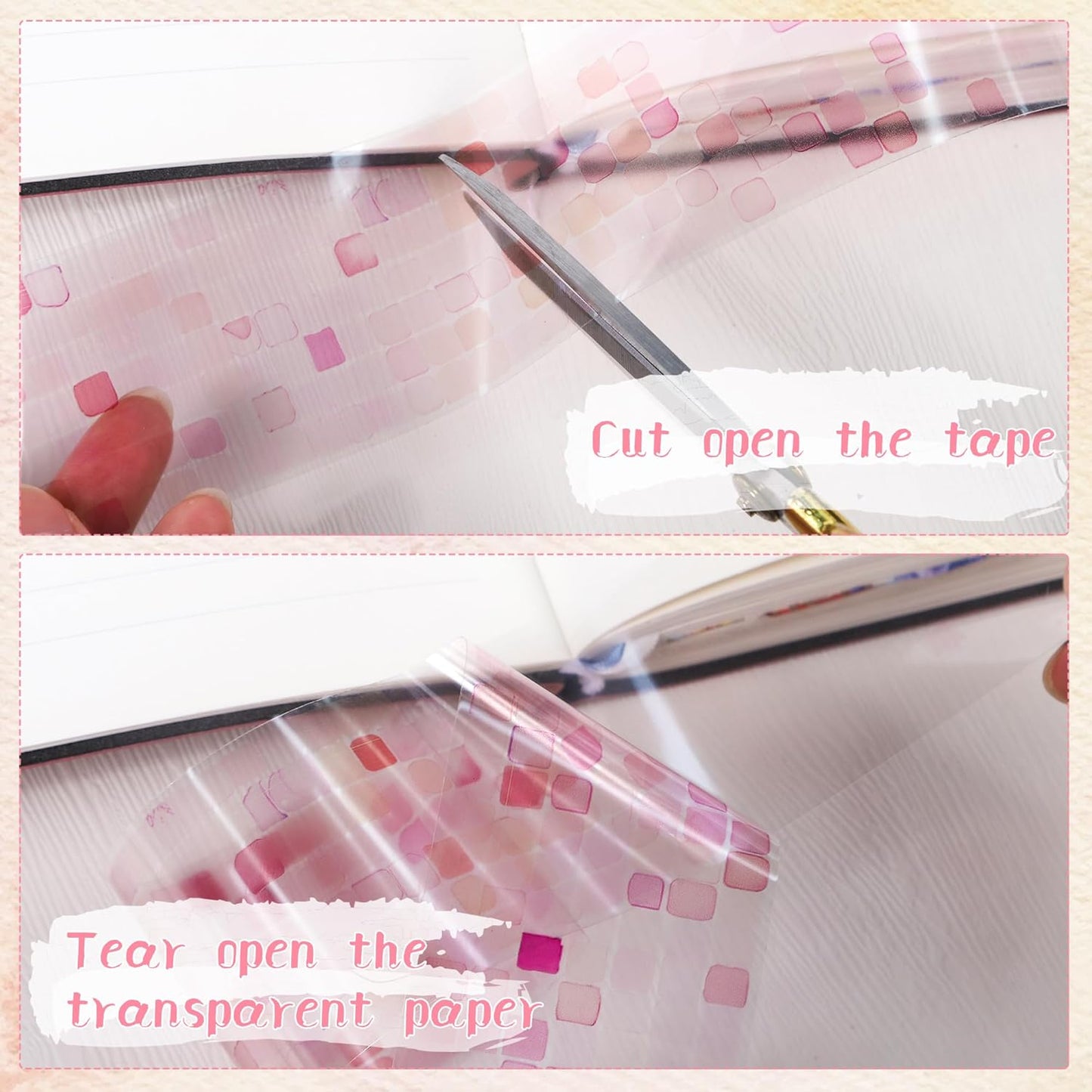 PET Tape for Journal Scrapbooking - Pink Mosaic Junk Journal PET Tape Scrapbook Supplies, Scrapbook Notebook Bottle Crafts Decor