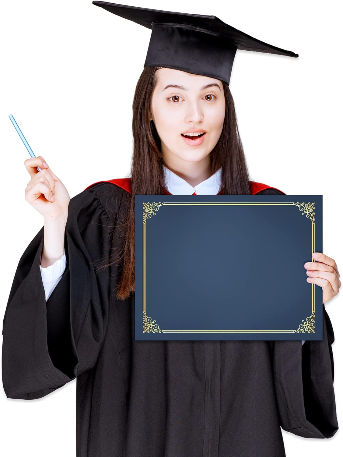 GNL Certificate Holders - 100 Packs Blue Diploma Holders, Certificate Covers with Gold Foil Border, for Letter Size 8.5 x 11 Award Certificate Paper and Documents