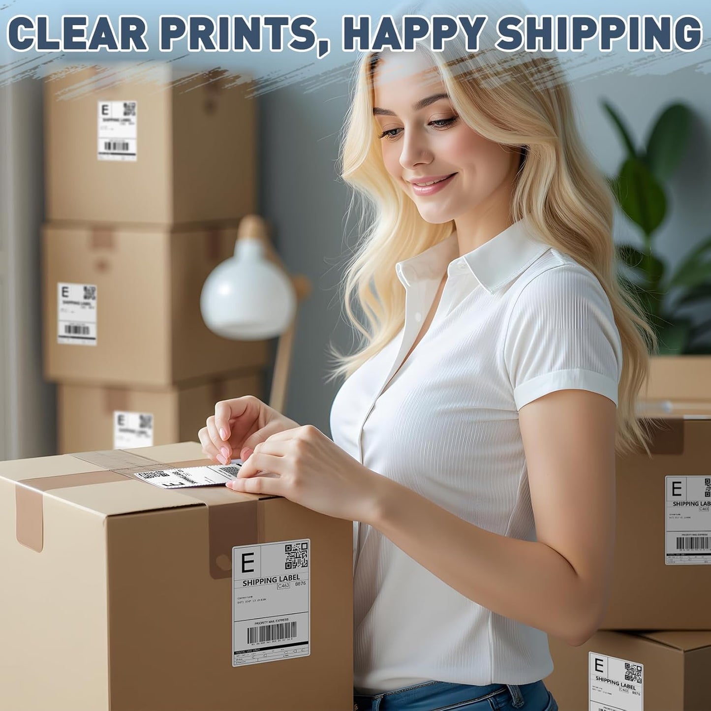 JTIEO 2" x 4" Sticker Labels Direct Thermal Labels 100Pcs Shipping Label, Compatible with Zebra & Rollo Label Printer.