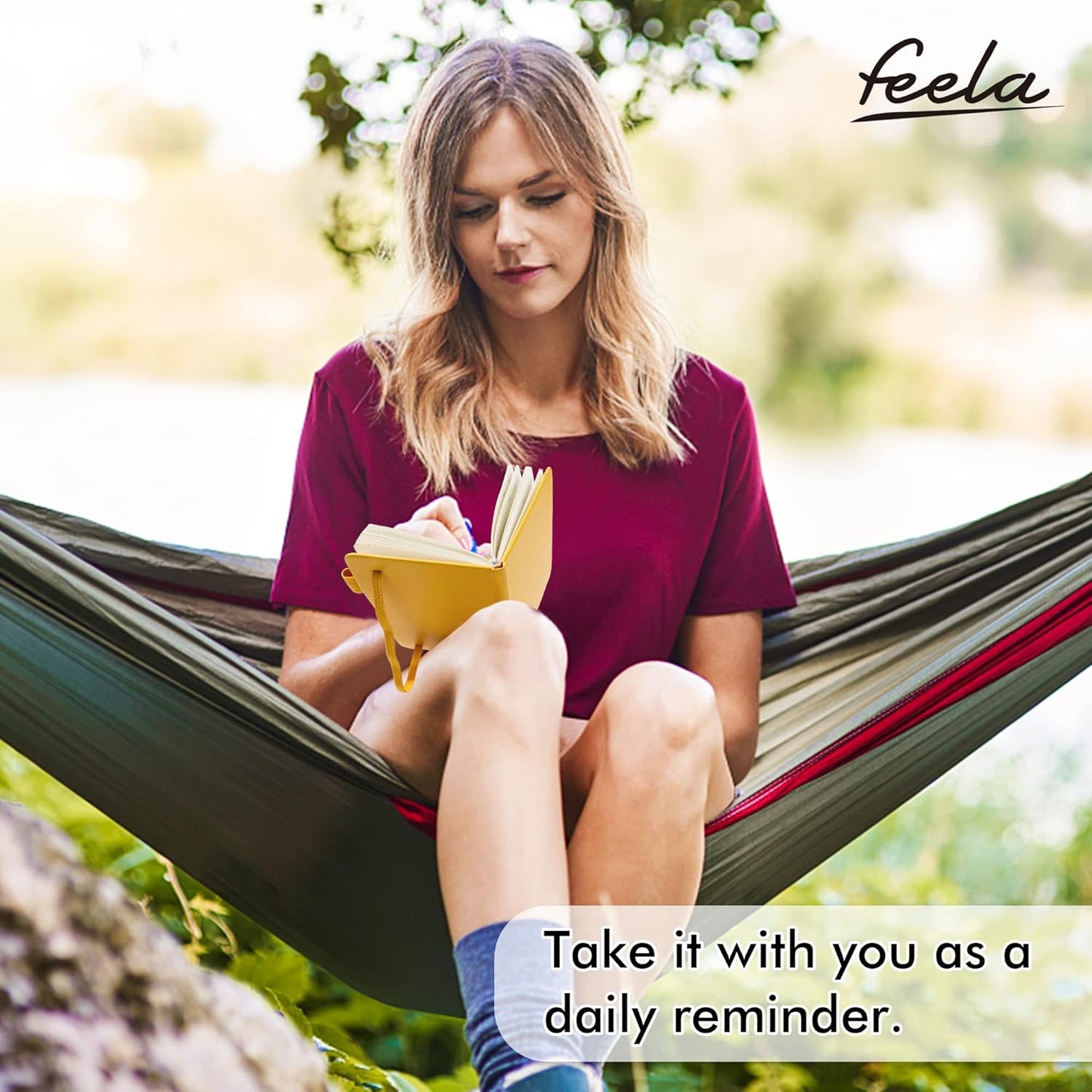 feela 3 Pack Pocket Notebook Journals with 3 Black Pens, A6 Mini Cute Small Journal Notebook Bulk Hardcover College Ruled Notepad with Pen Holder for Office School Supplies, 3.5”x 5.5”, Yellow