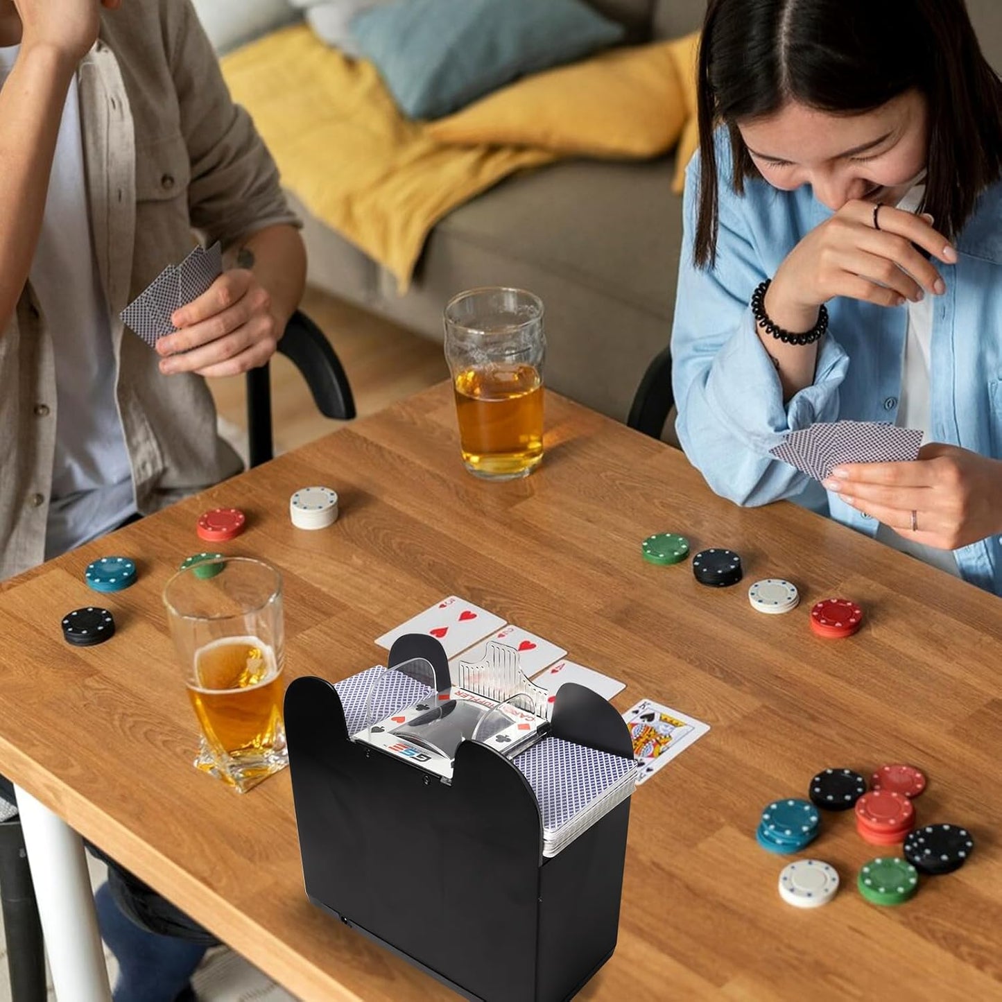 GSE Games & Sports Expert 6-Deck Automatic Card Shuffler, AC/DC-Power & Battery-Operated Shuffler Machines for Playing Cards, Blackjack, Texas Hold'em, Canasta, Bridge, UNO