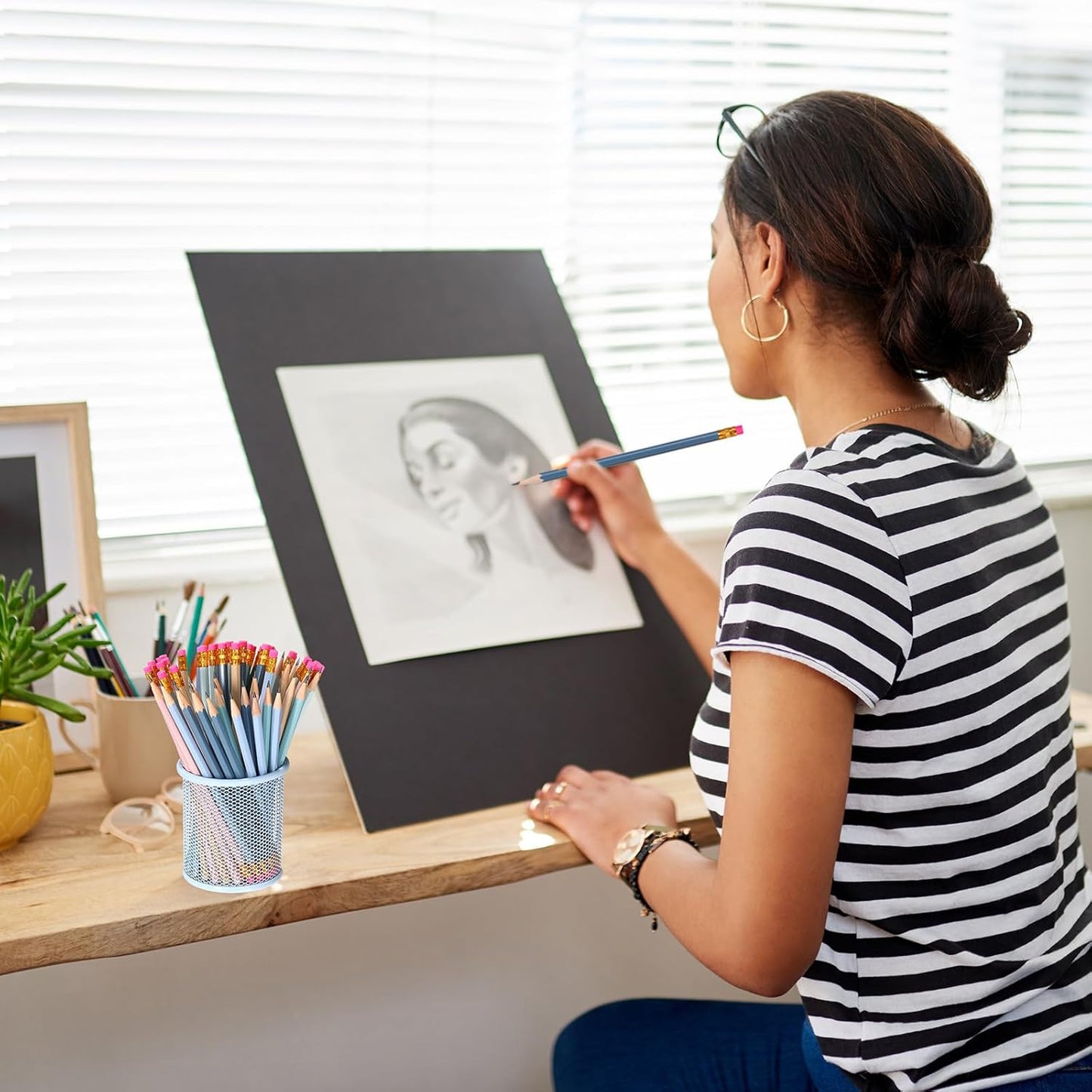 TecUnite 120 Pcs #2 HB Pencils with Eraser No 2 Unsharpened Wooden Hexagonal Pencils for Adults Gifts for School Exam art Learning Office Sketching(Morandi Colors)