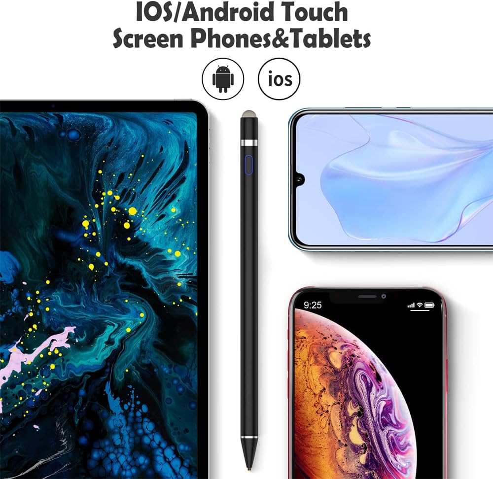 Active Stylus Pen for Touch Screens,Dual Pen Tips for iOS & Android Drawing & Writing,High Precise Digital Pencil for Apple iPhone 16/15/14/13/12/11/X/8,iPad Air/Pro/Mini,Phone/Tablet/Sam-sung/K-indle