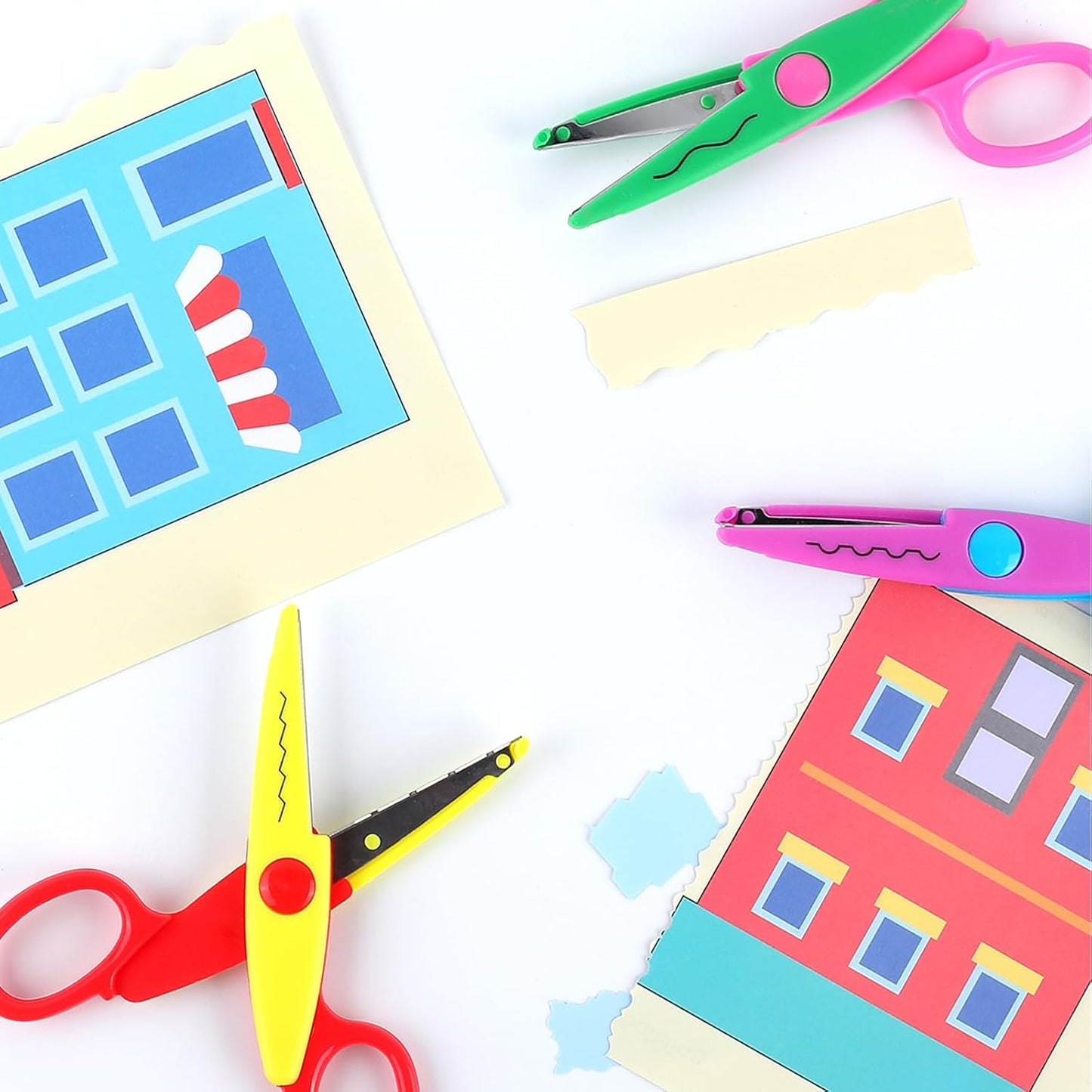 12 Pack Kids Safety Scissors | Blunt Tip with Decorative Edges | 5 Inch Colorful Zig Zag Assorted Patterns for School, Classroom Supplies, Teachers, Art Crafts, Scrapbook, DIY Projects