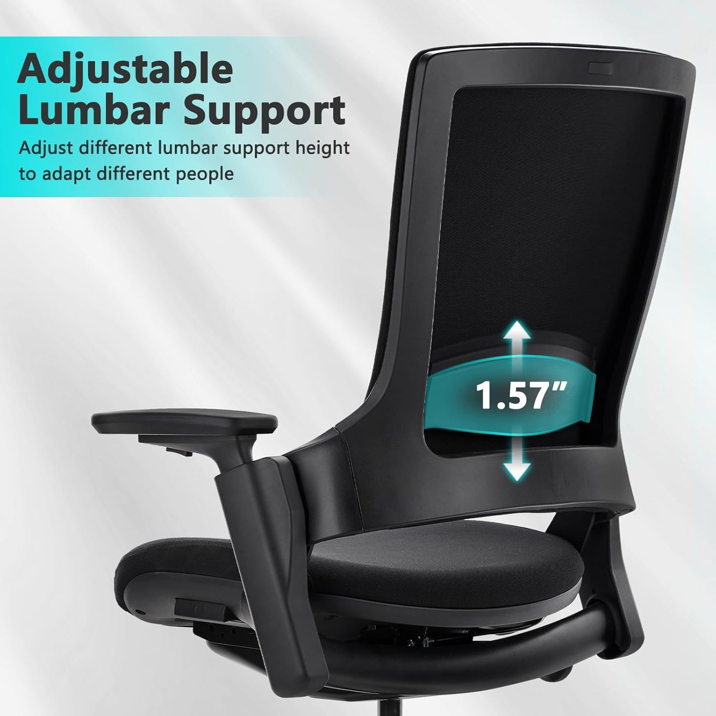 CLATINA Office Chair Swivel Executive Chair, Adjustable Ergonomic Computer Chair with 3D Armrest and Lumbar Support, Fabric Backrest Task Chair for Home Office Conference Room