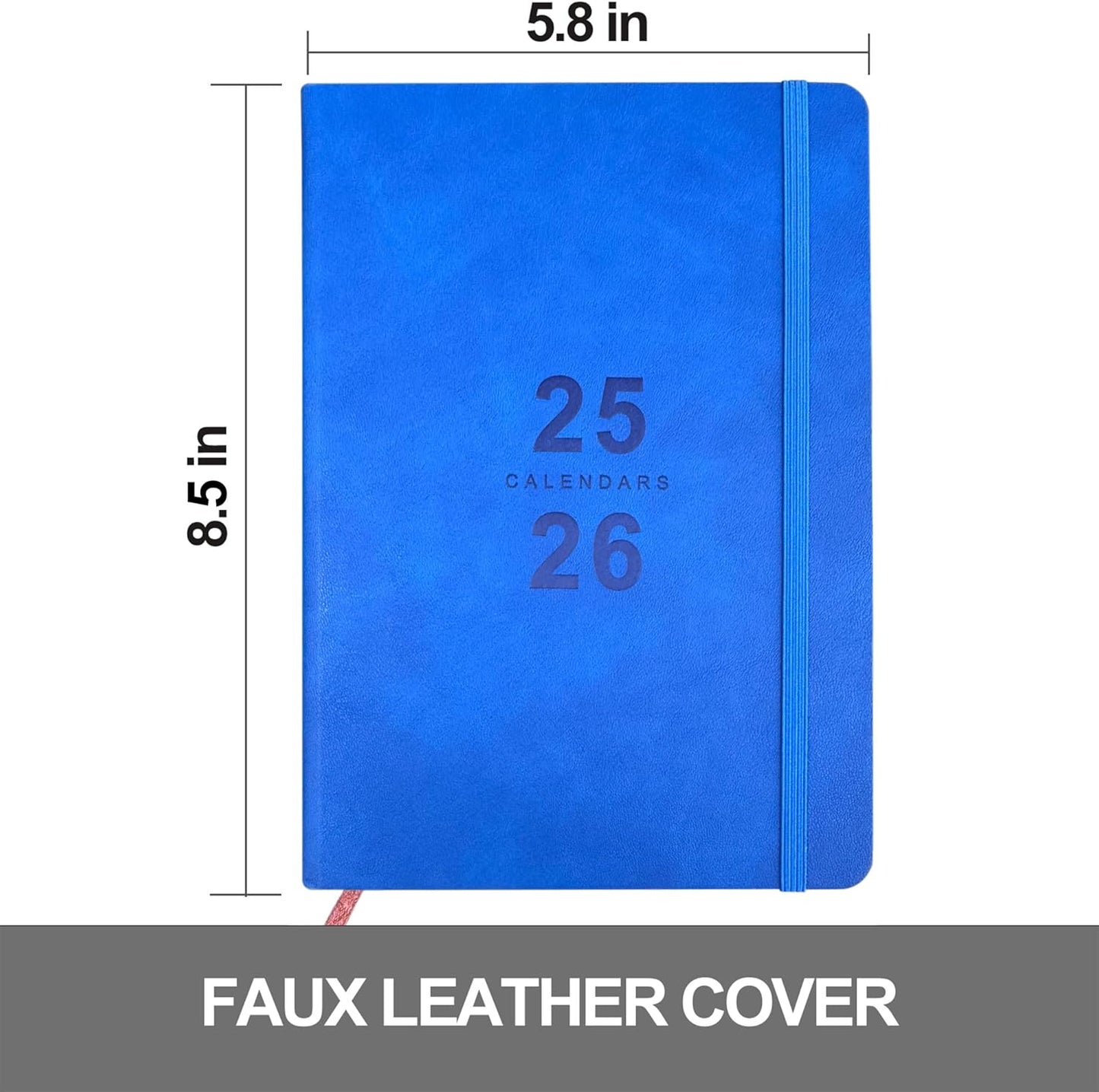 Daily Planner 2025-2026 (8.5"x5.8")One Day Per Page, Academic Planner July 2025 to June 2026, Agenda 2025 2026, Appointment Calendar Book with Faux Leather Cover (Blue)