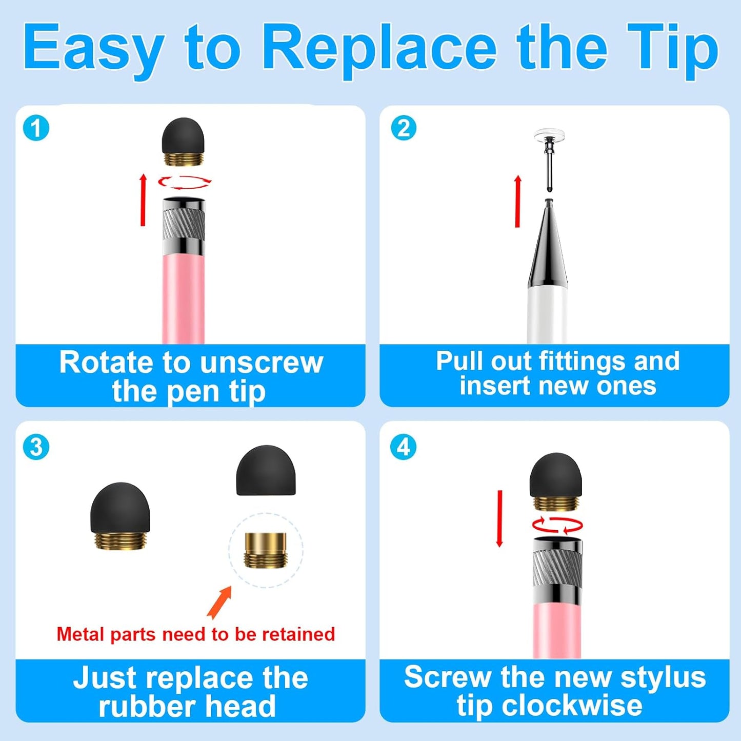 Bopomofo Stylus (5 Pcs),2-in-1 Stylus Pen for Touchscreen, High Precision and Sensitivity, Suitable for iPhone/ipad/Android Tablets, Compatible with Touch Screens(Pink/Yellow/Green/Blue/Purple)