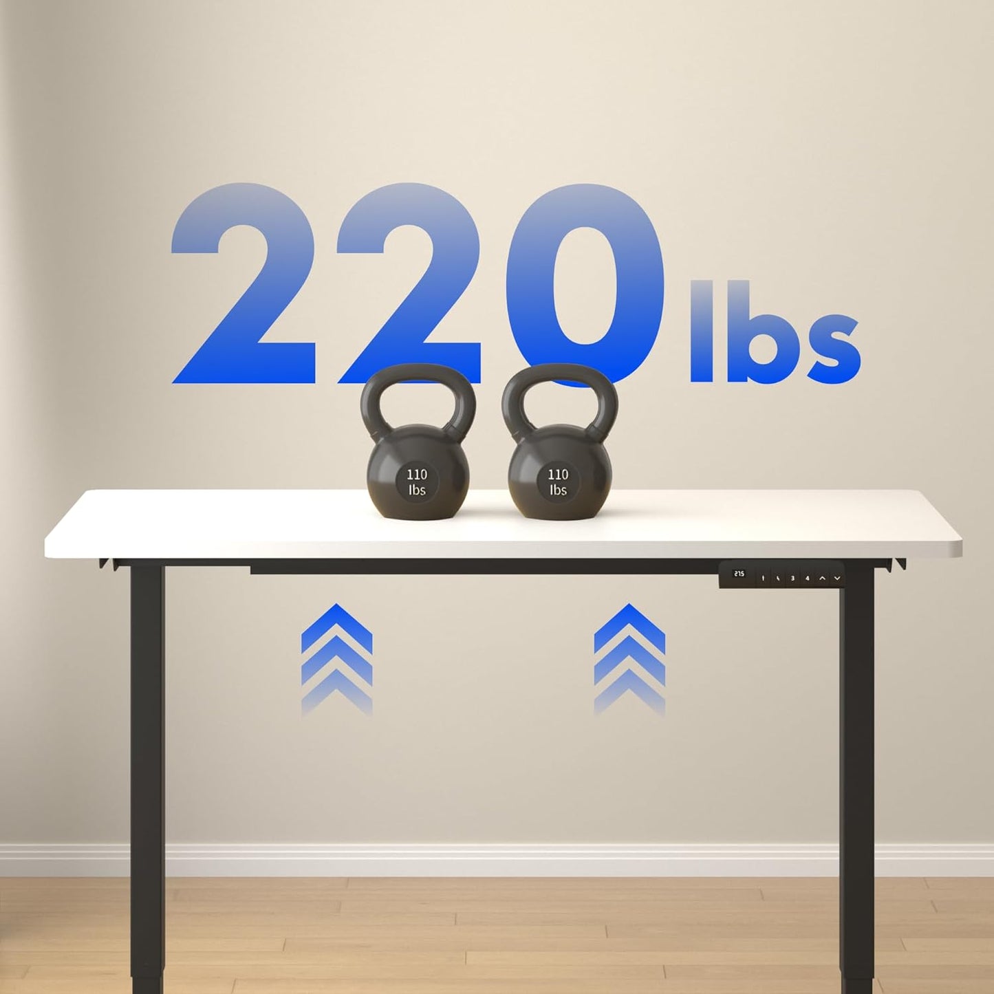 FLEXISPOT E3 Dual Motor Electric Standing Desk 55x28 Inch Whole-Piece Board Height Adjustable Electric Sit Stand Desk (White Frame + Black Desktop, 2 Packages)