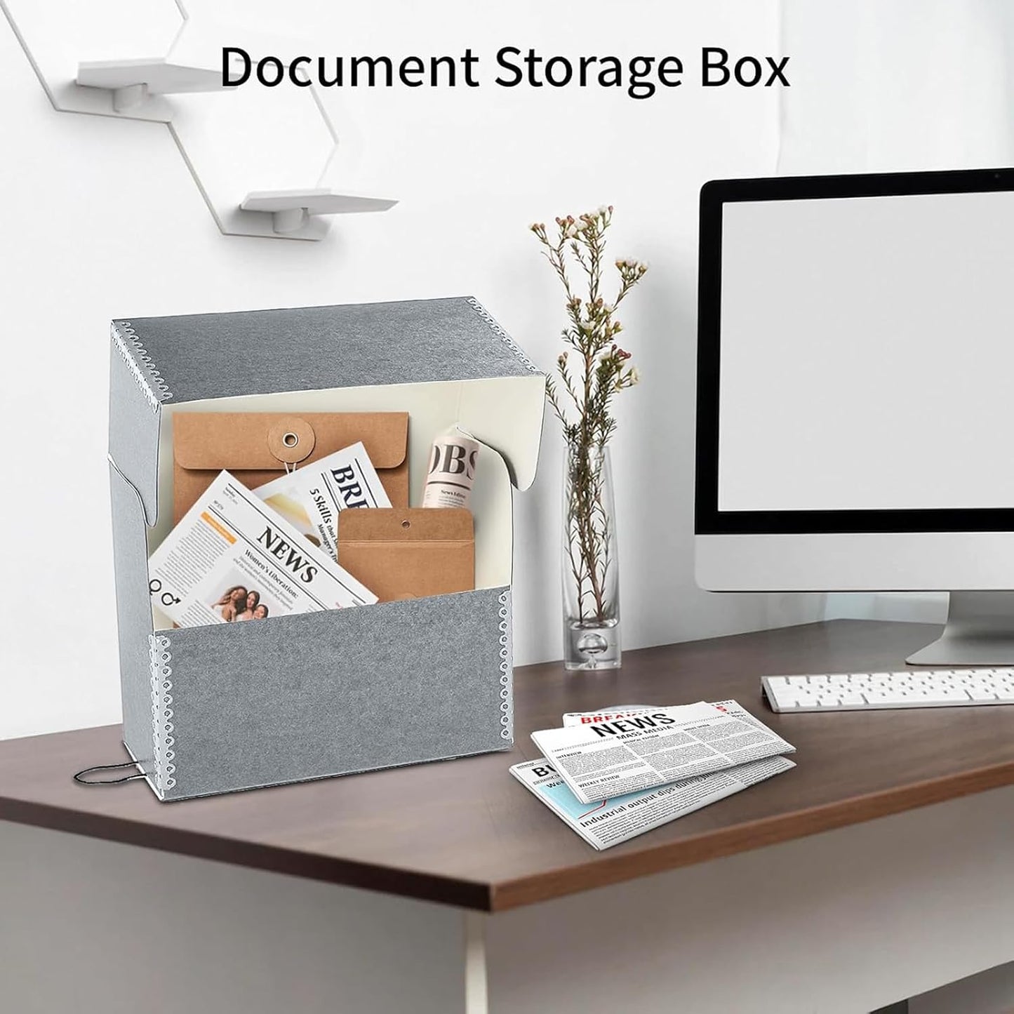 Lineco Archival Document Storage Box with Metal Edge, Acid-Free Gray Boxboard, Organize and Store Files, Prints, Photos, Legal-Sized Document Case 15.5" x 10.5" x 5" Wide, Pack of 2