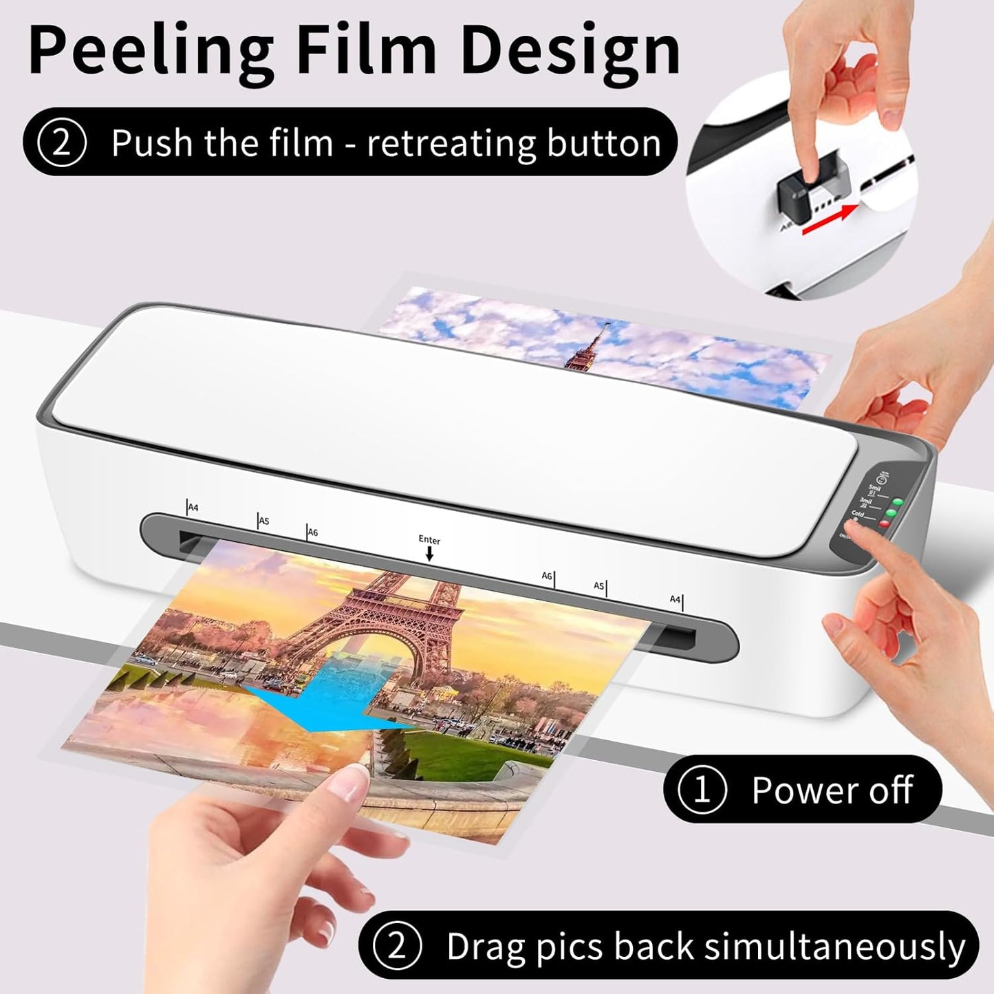 9 Inch Laminator Machine for Documents and Photos, 6 in1 A4 Thermal Laminator Machine with Never Jam Technology, 12 Laminating Sheets, 5 Mil Thick, Use for Home Office School