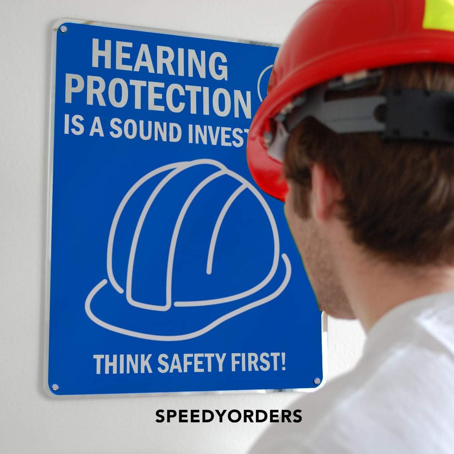 AmazonBasics Custom Outdoor Aluminum Business Signs, Personalized Waterproof Signs (Blue Background, 36x24 In)