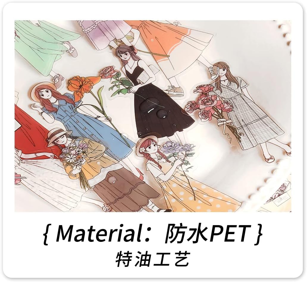 Alideco 120pcs Scrapbook Stickers Kawaii Sweet Girls Flowers People Journaling Scrapbooking Junk Journal Crafts Embelishment Decoration Diary Stickers(xindongnvhai)