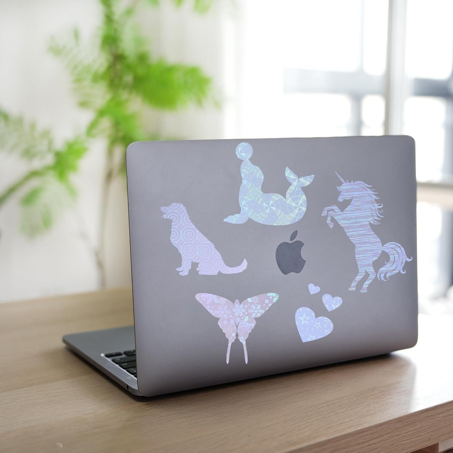 SANZIX 36 Transparent Holographic Laminate Sheets - A4 Waterproof Self Adhesive Sticker Paper Laminating Sheets & Vinyl Sticker Paper (Flower, Butterfly, Small & Big Hearts)